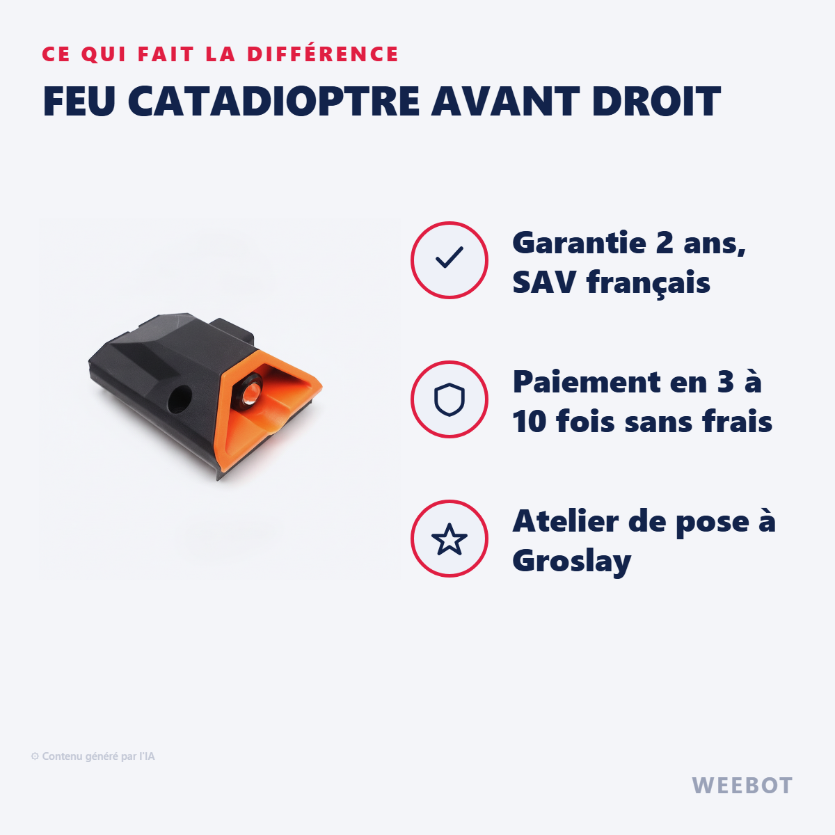 Feu Catadioptre Avant Droit : les points forts