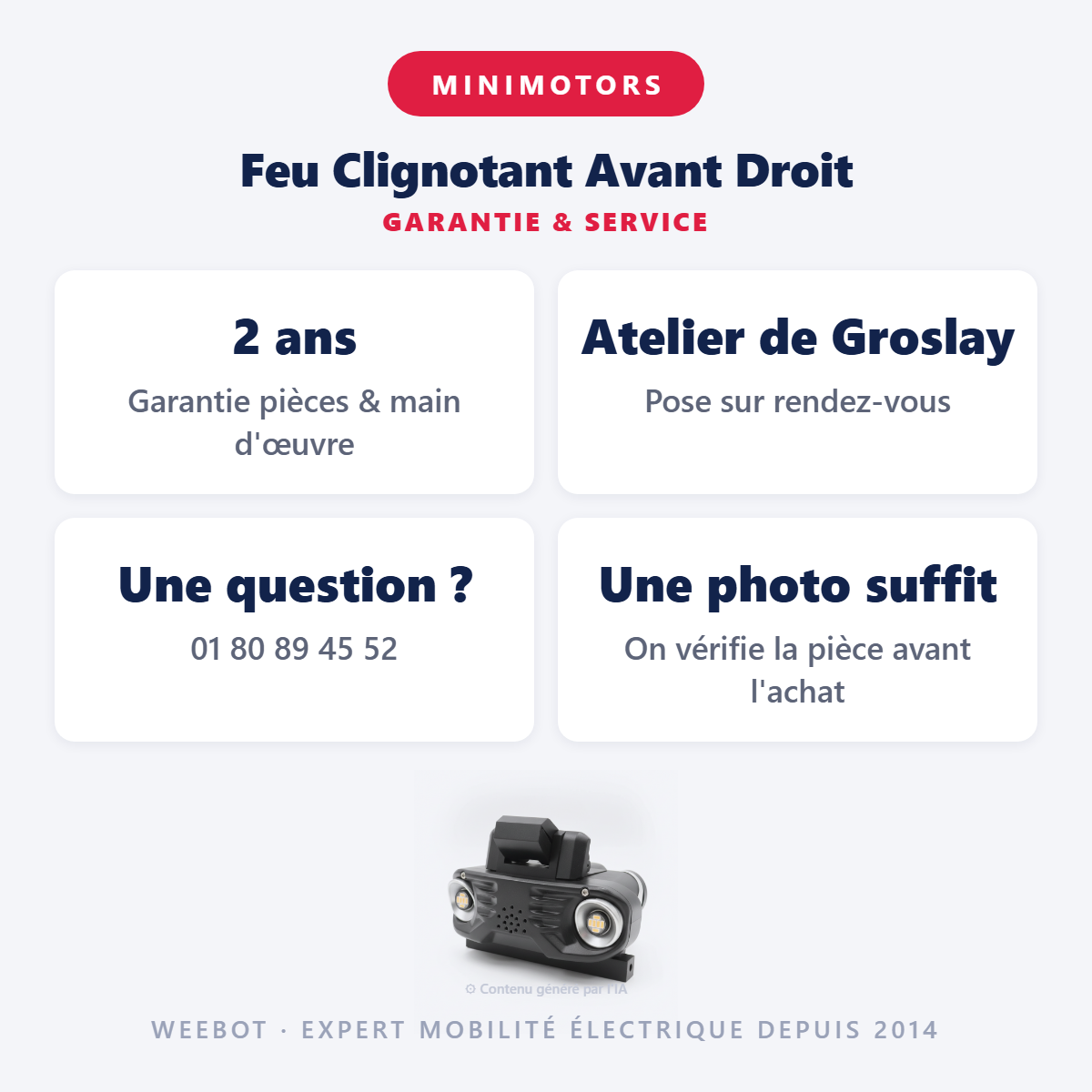 Feu Clignotant Avant Droit : garantie 2 ans et service après-vente