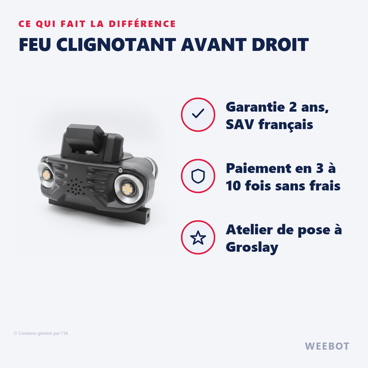 Feu Clignotant Avant Droit : les points forts