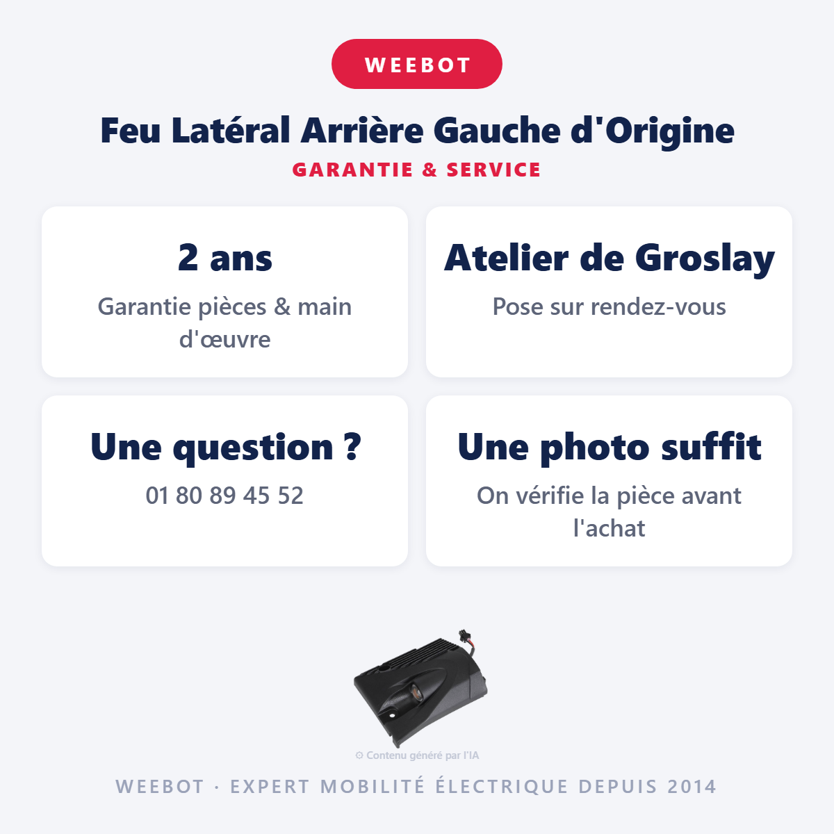 Feu Latéral Arrière Gauche d'Origine : garantie 2 ans et service après-vente