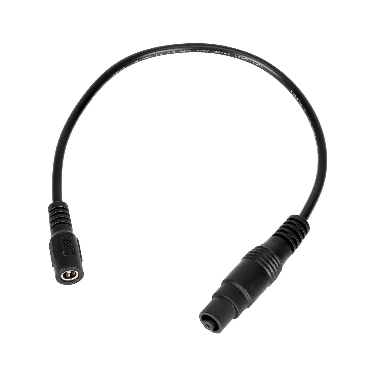 Câble adaptateur de charge noir avec connecteur femelle DC 2,1mm d'un côté et connecteur O de l'autre
