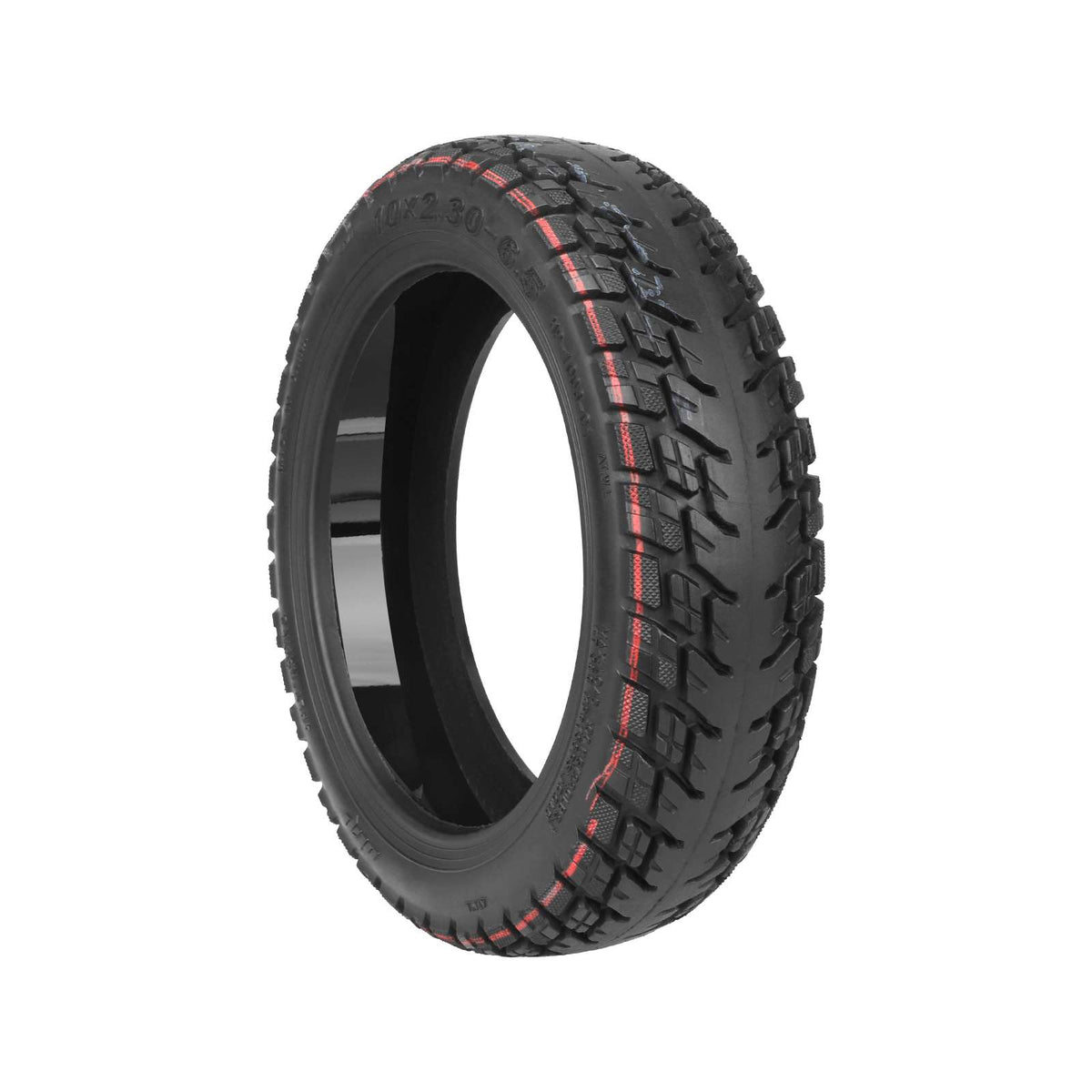 Pneu tubeless tout-terrain 10 pouces noir avec bande d'étanchéité anti-crevaison intégré vu en trois-quarts