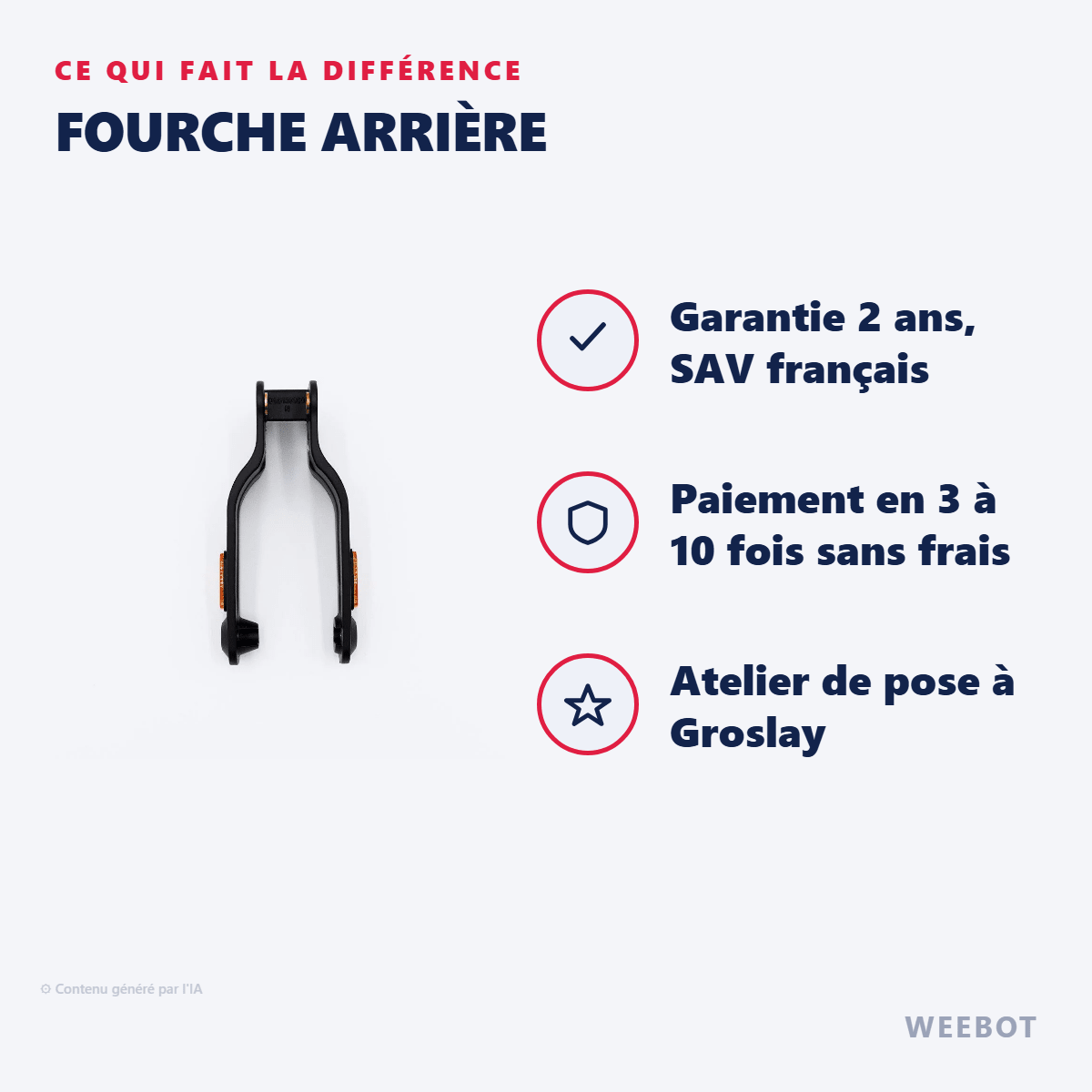 Fourche Arrière pour Trottinette Électrique Etwow GT (avec Reflecteurs) - Weebot