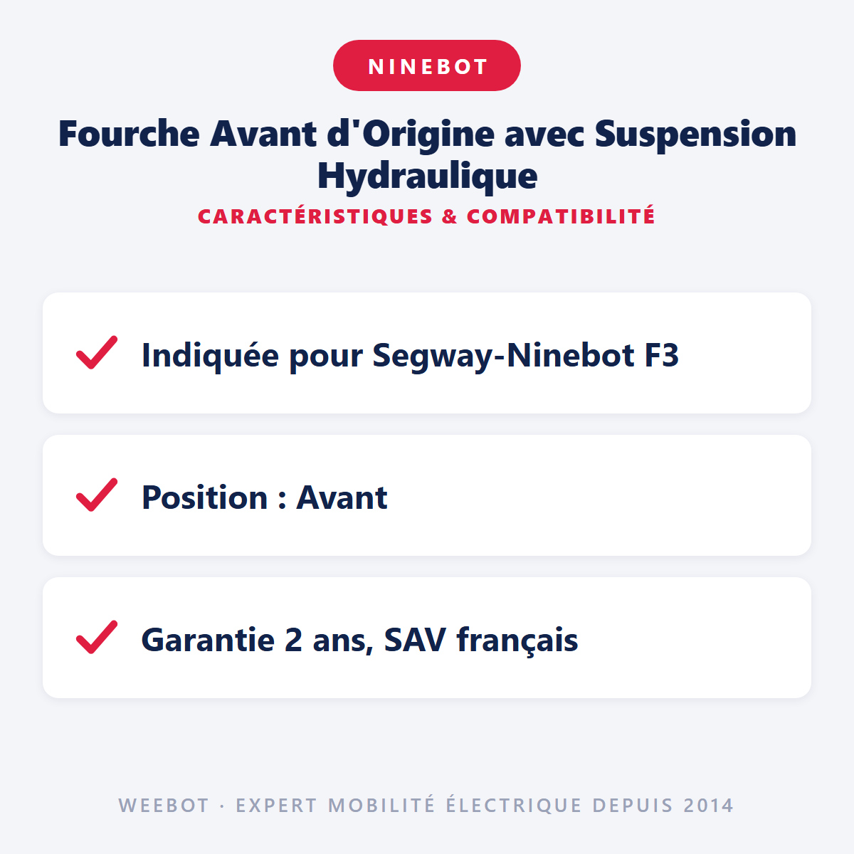 Fourche Avant d'Origine avec Suspension Hydraulique : caractéristiques et compatibilité