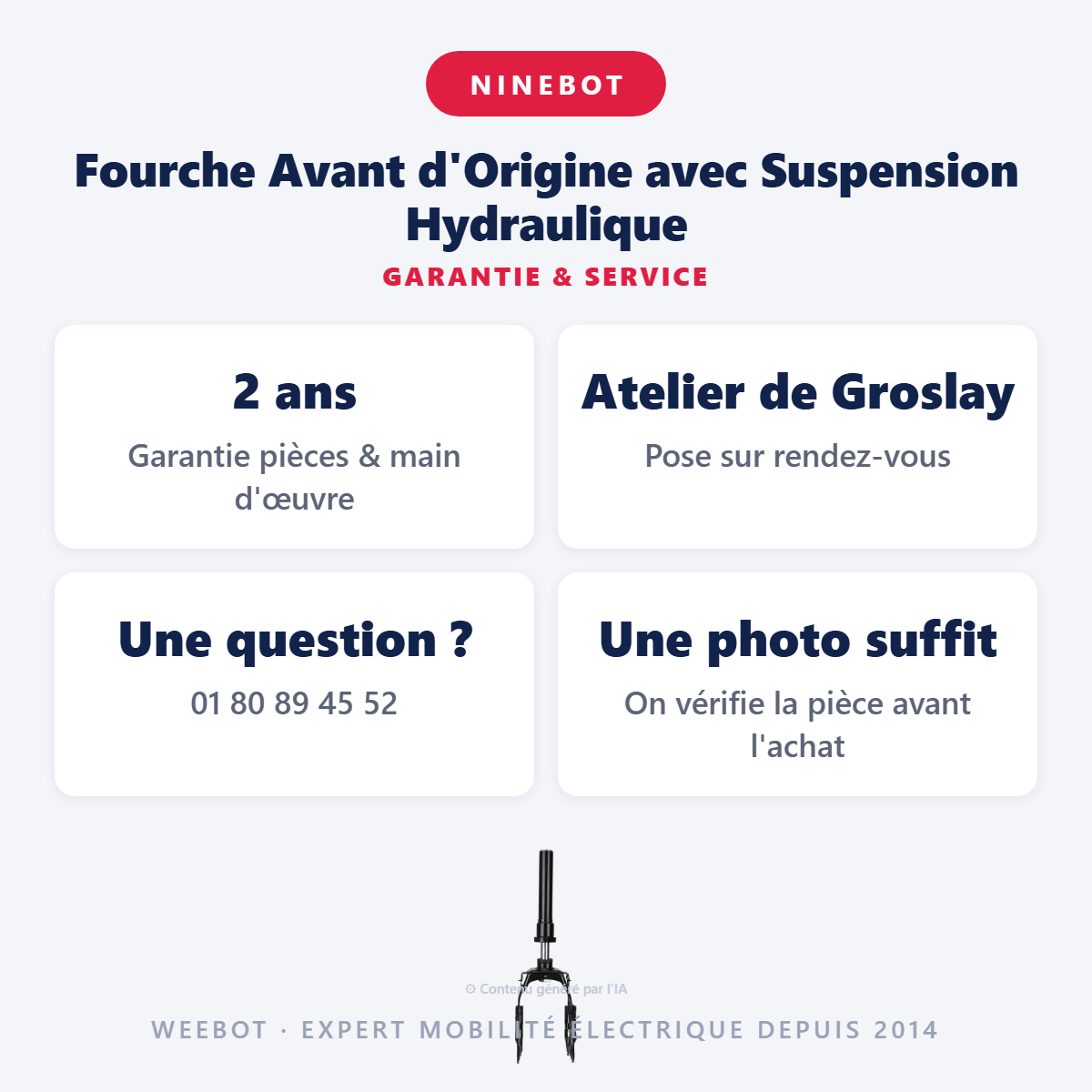 Fourche Avant d'Origine avec Suspension Hydraulique : garantie 2 ans et service après-vente