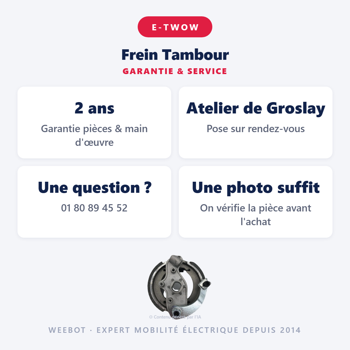 Frein Tambour : garantie 2 ans et service après-vente