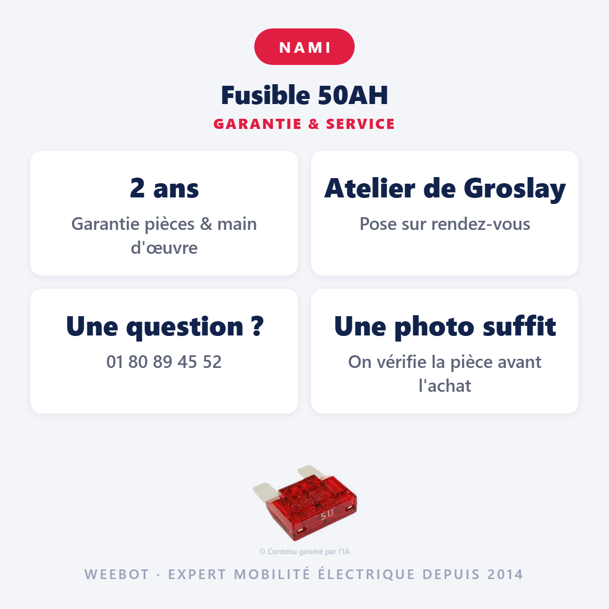 Fusible 50AH : garantie 2 ans et service après-vente