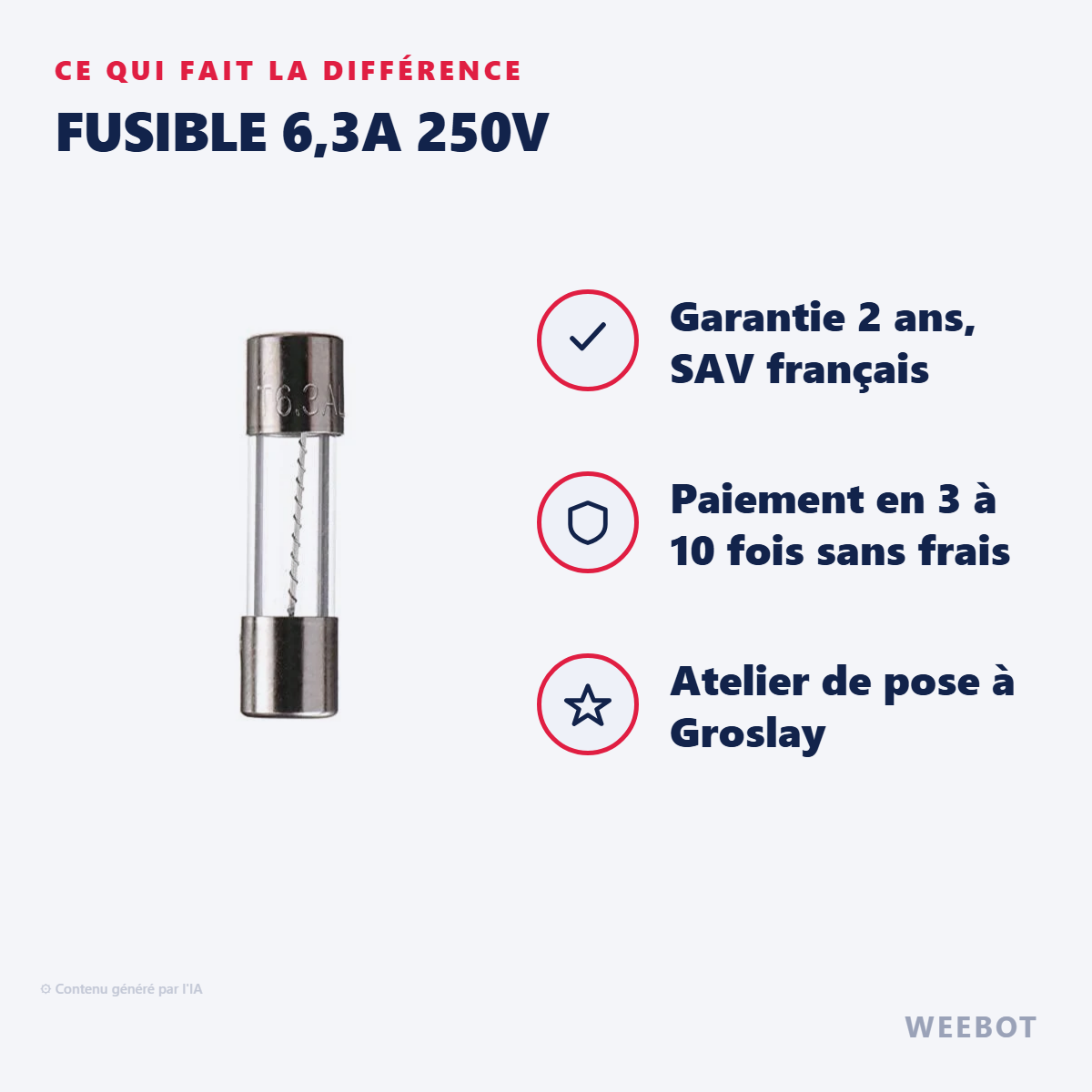 Fusible 6,3A 250V : les points forts