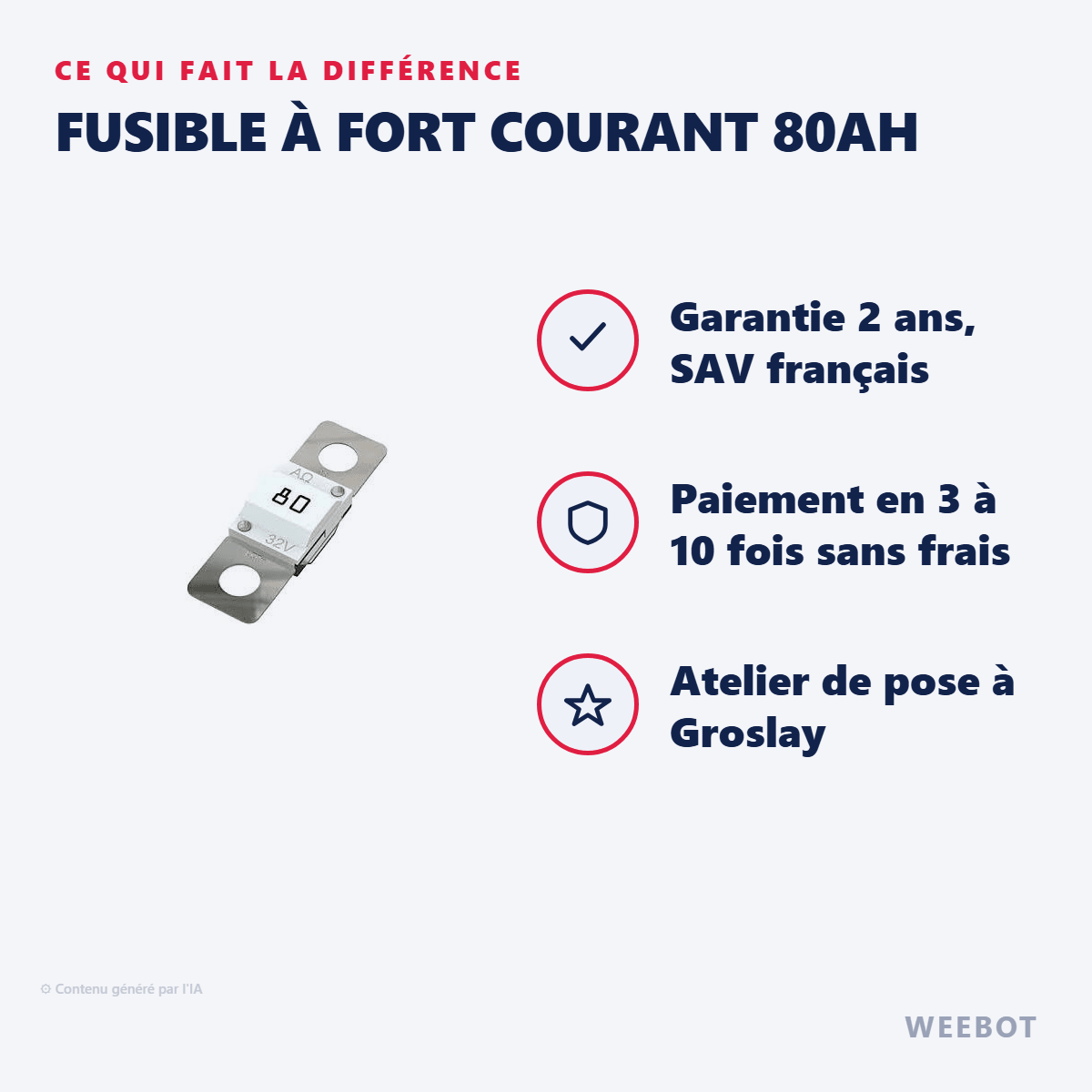 Fusible à Fort Courant 80Ah pour Trottinette Electrique Teverun - Weebot