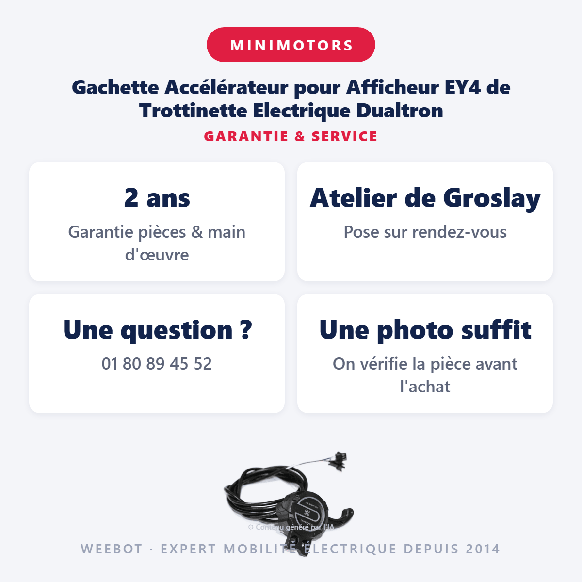 Gachette Accélérateur pour Afficheur EY4 de Trottinette Electrique Dualtron - Weebot
