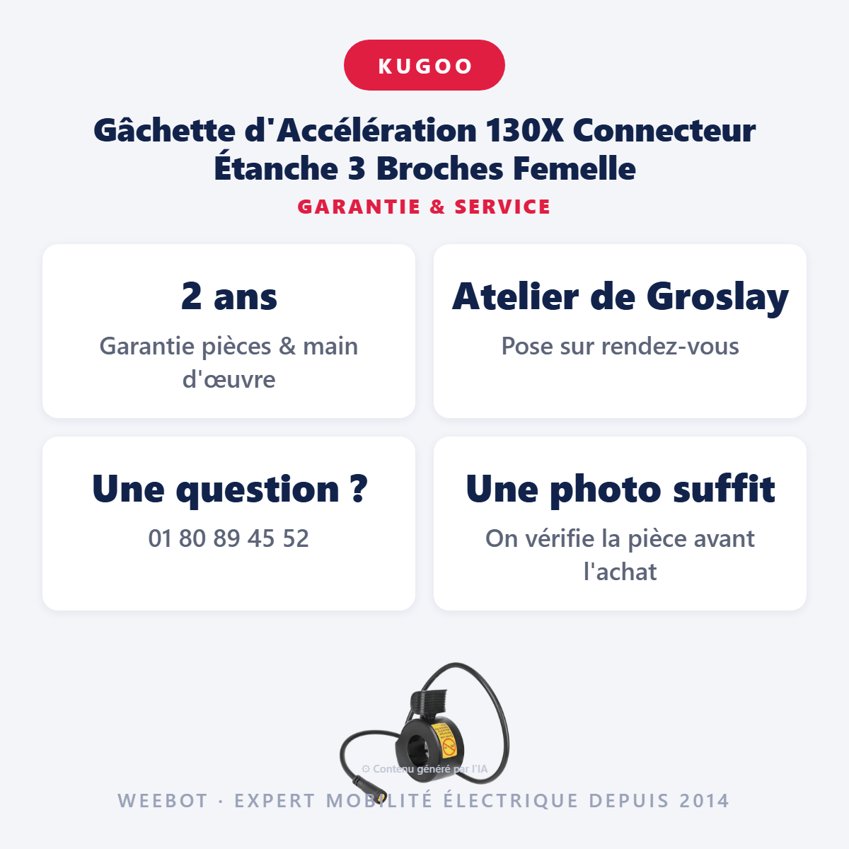 Gâchette d'Accélération 130X Connecteur Étanche 3 Broches Femelle : garantie 2 ans et service après-vente