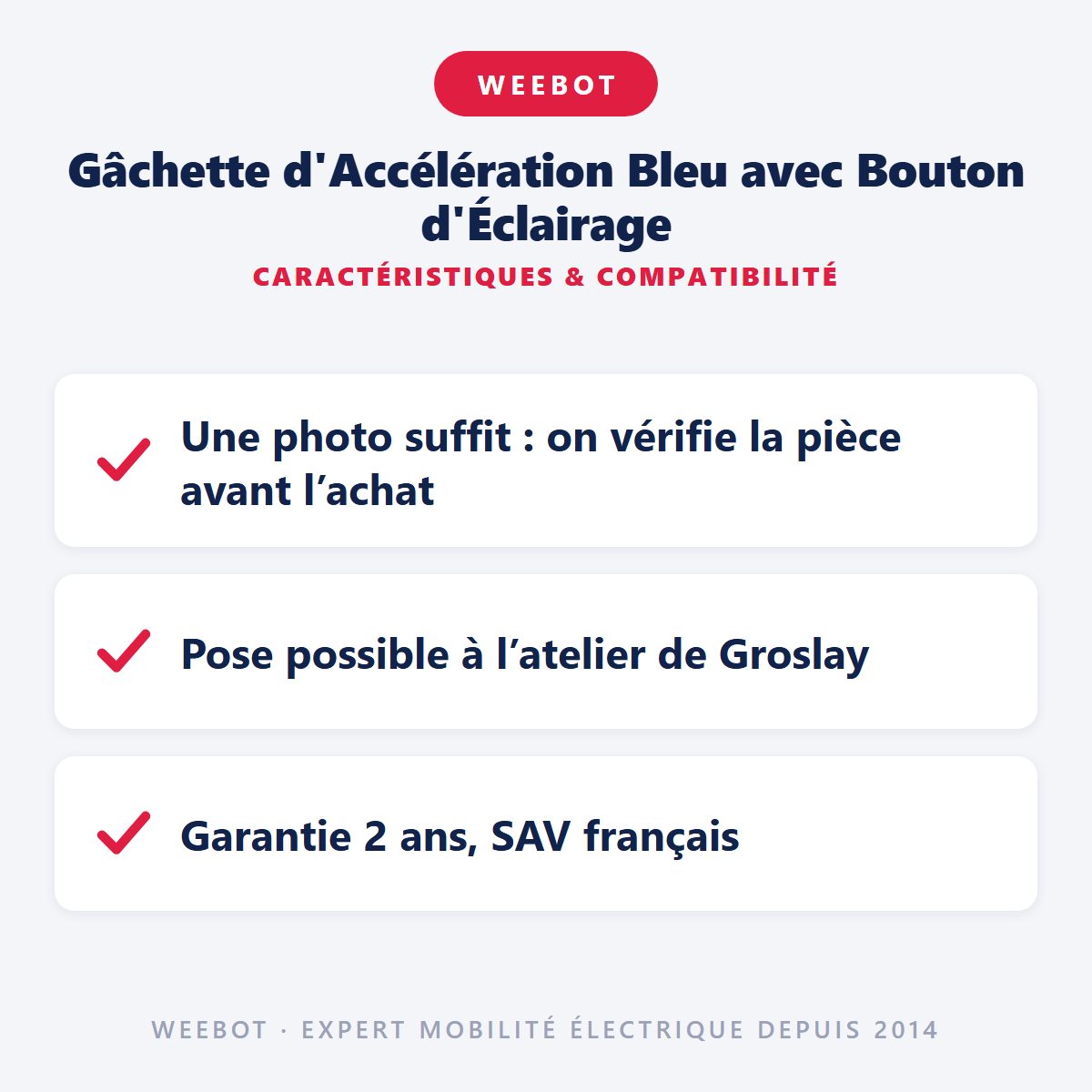 Gâchette d'Accélération Bleu avec Bouton d'Éclairage : caractéristiques et compatibilité