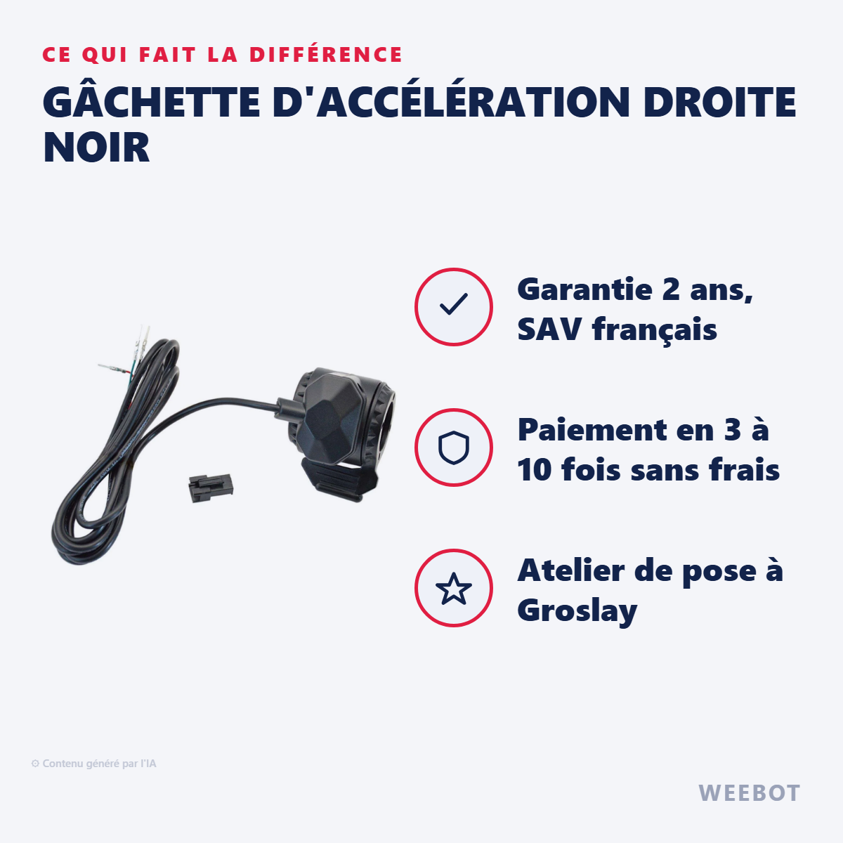Gâchette d'Accélération Droite Noir : les points forts