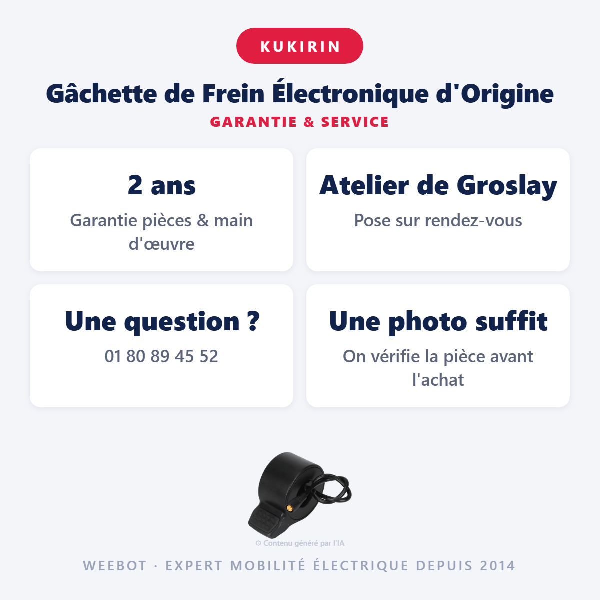 Gâchette de Frein Électronique d'Origine : garantie 2 ans et service après-vente