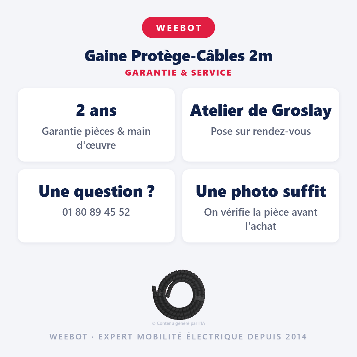 Gaine Protège-Câbles 2m : garantie 2 ans et service après-vente