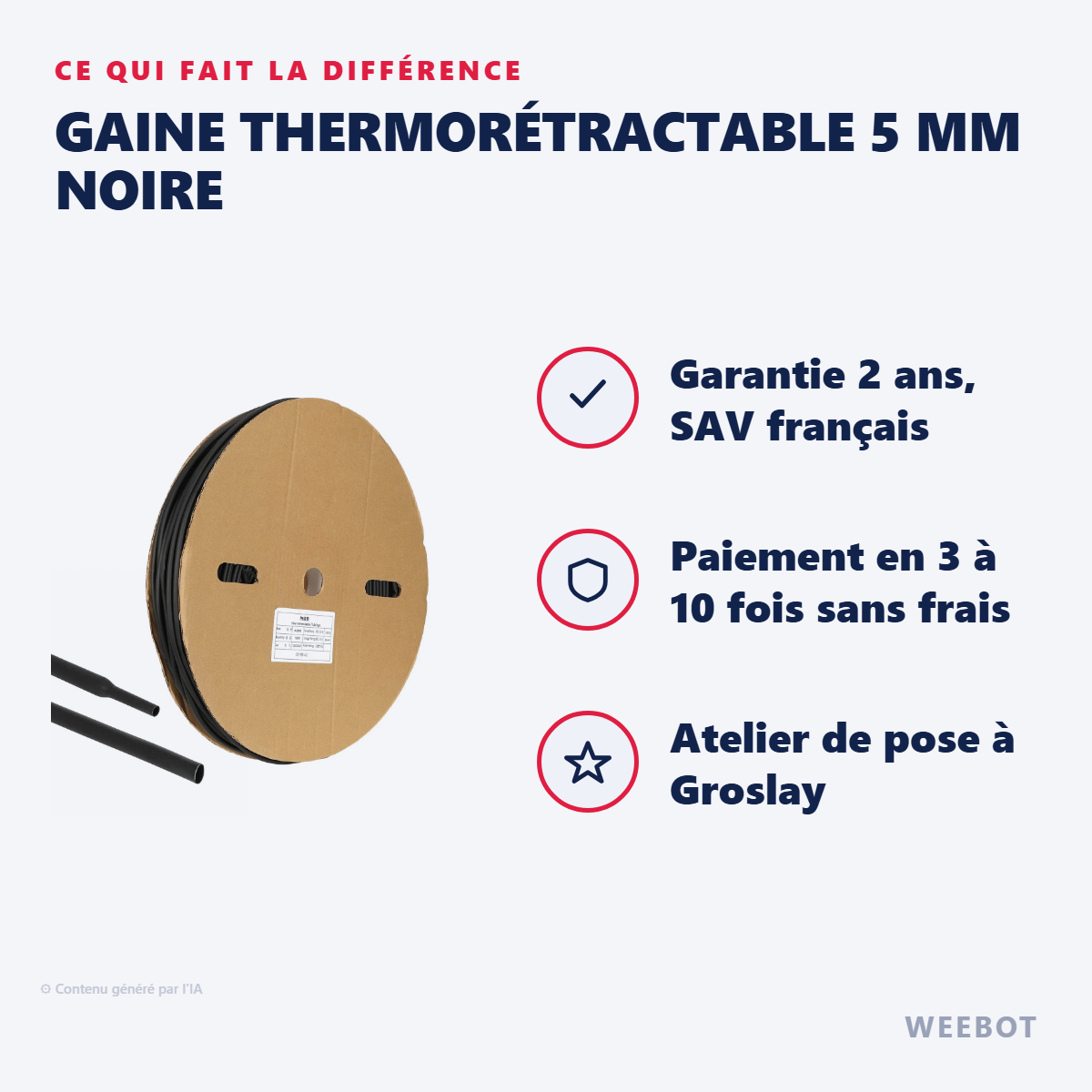 Gaine Thermorétractable 5 mm Noire : les points forts