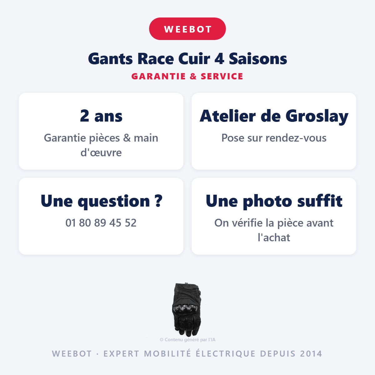 Gants Race Cuir 4 Saisons : garantie 2 ans et service après-vente