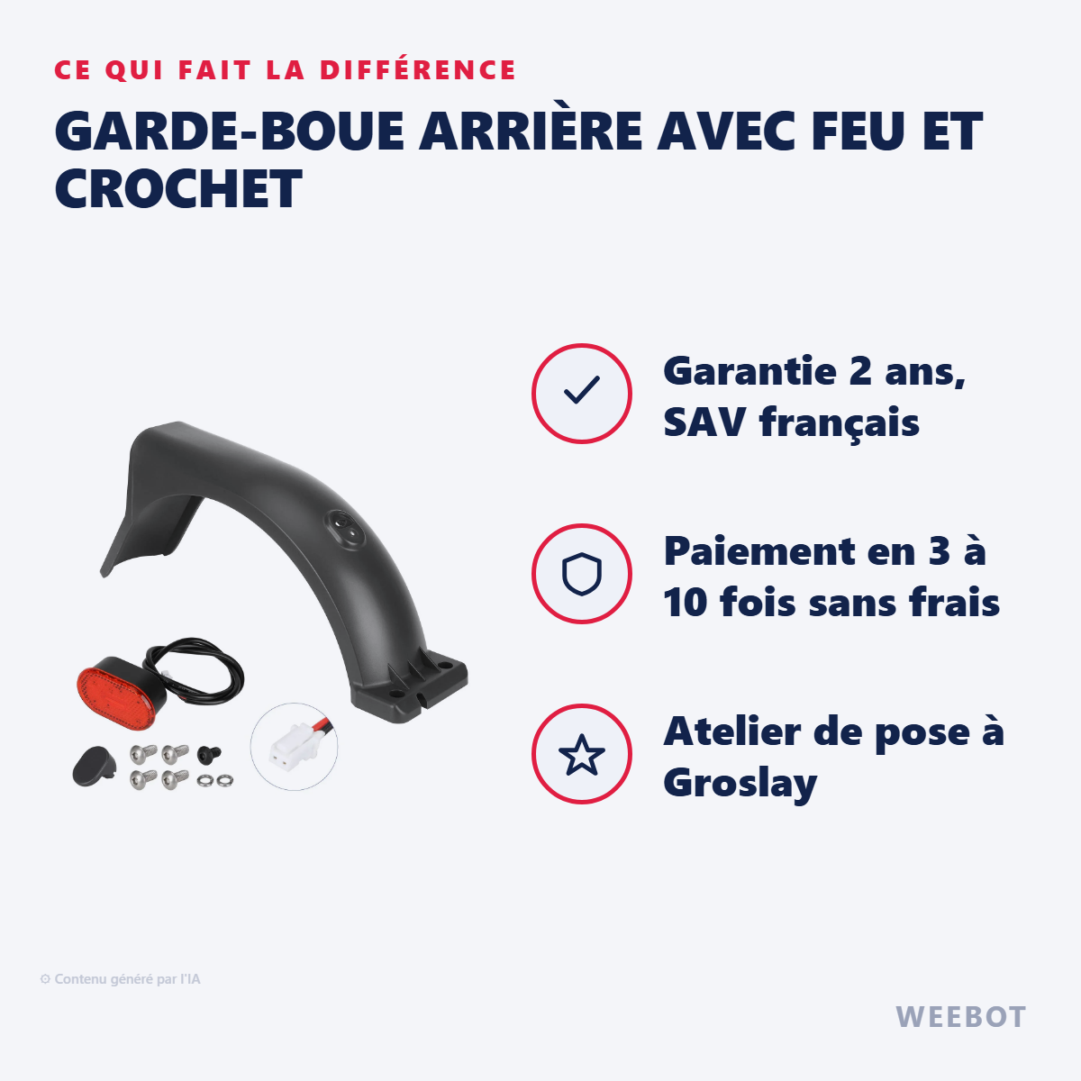Garde-Boue Arrière avec Feu et Crochet : les points forts