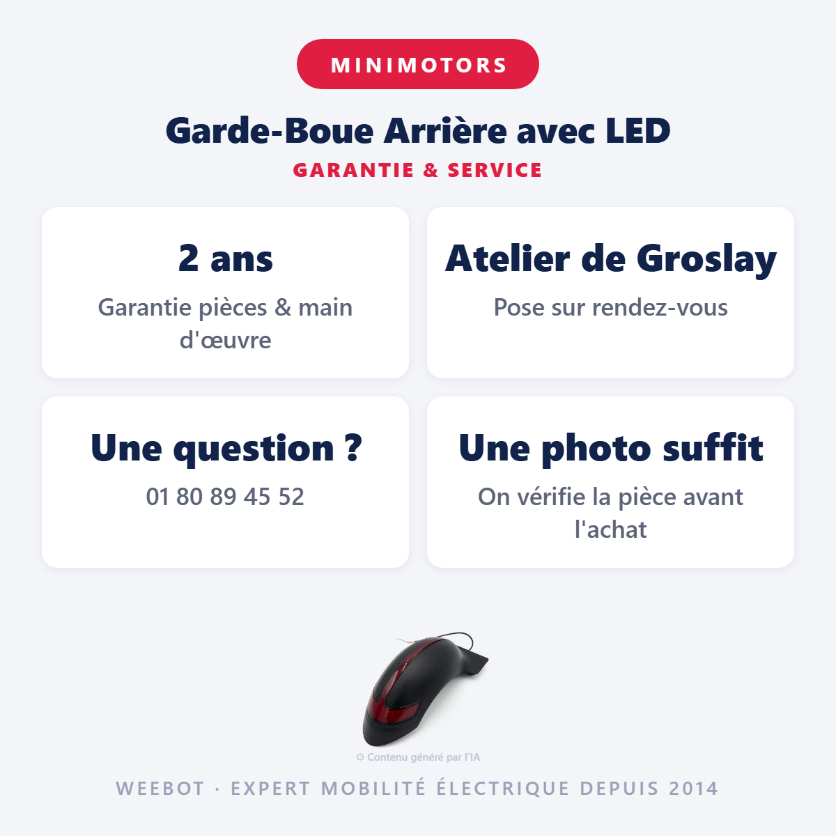 Garde-Boue Arrière avec LED : garantie 2 ans et service après-vente