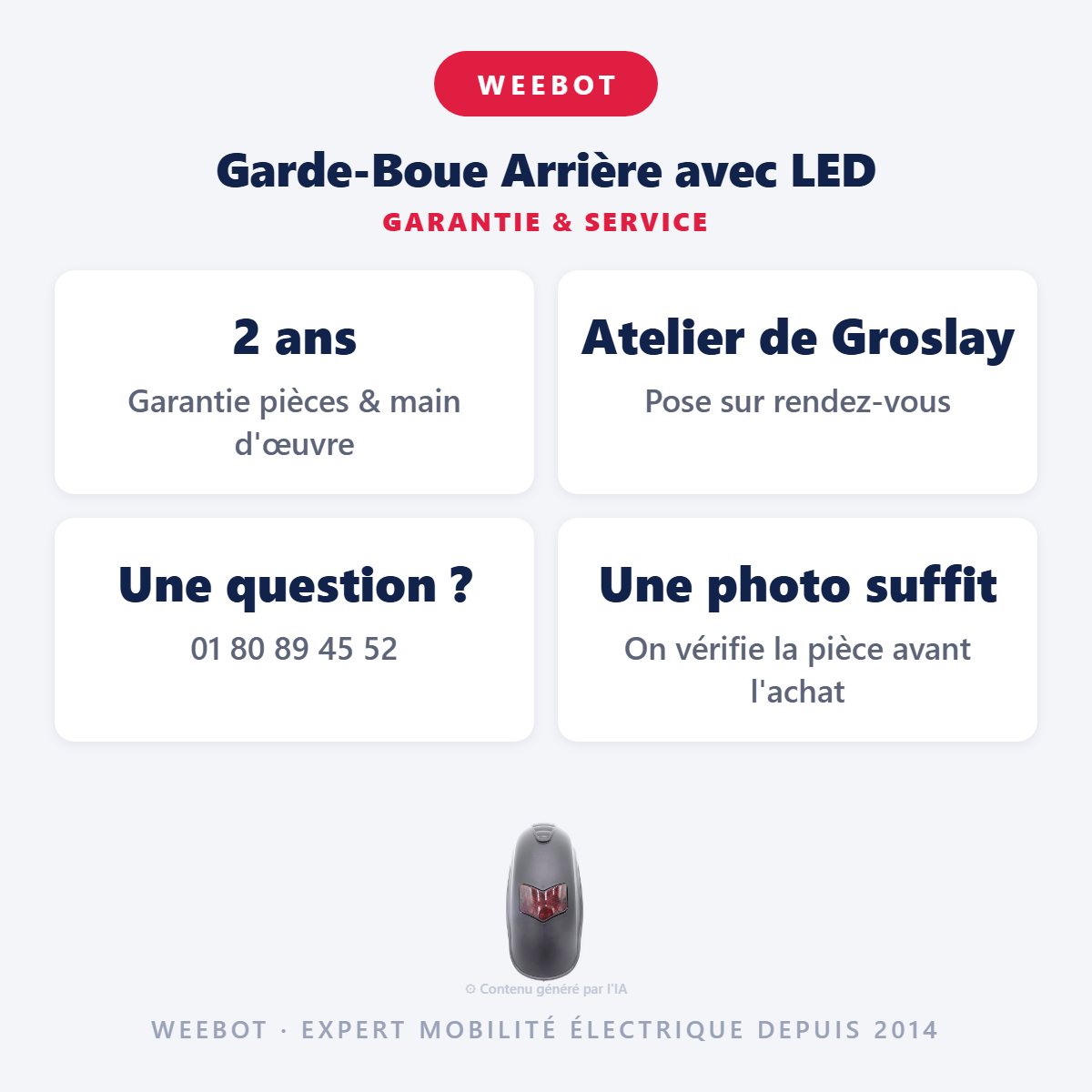 Garde-Boue Arrière avec LED : garantie 2 ans et service après-vente