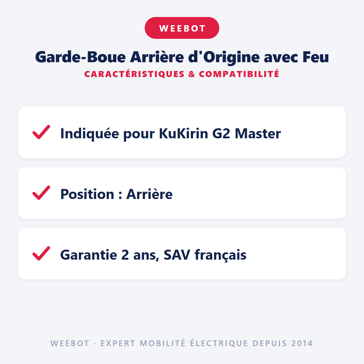 Garde-Boue Arrière d'Origine avec Feu : caractéristiques et compatibilité