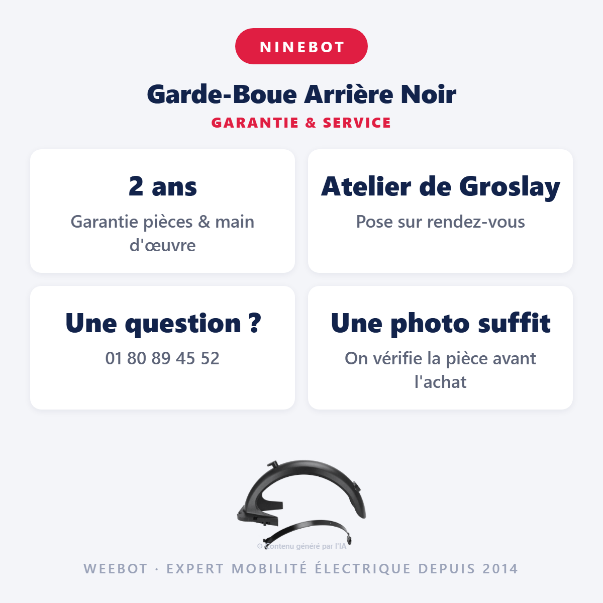 Garde-Boue Arrière Noir : garantie 2 ans et service après-vente