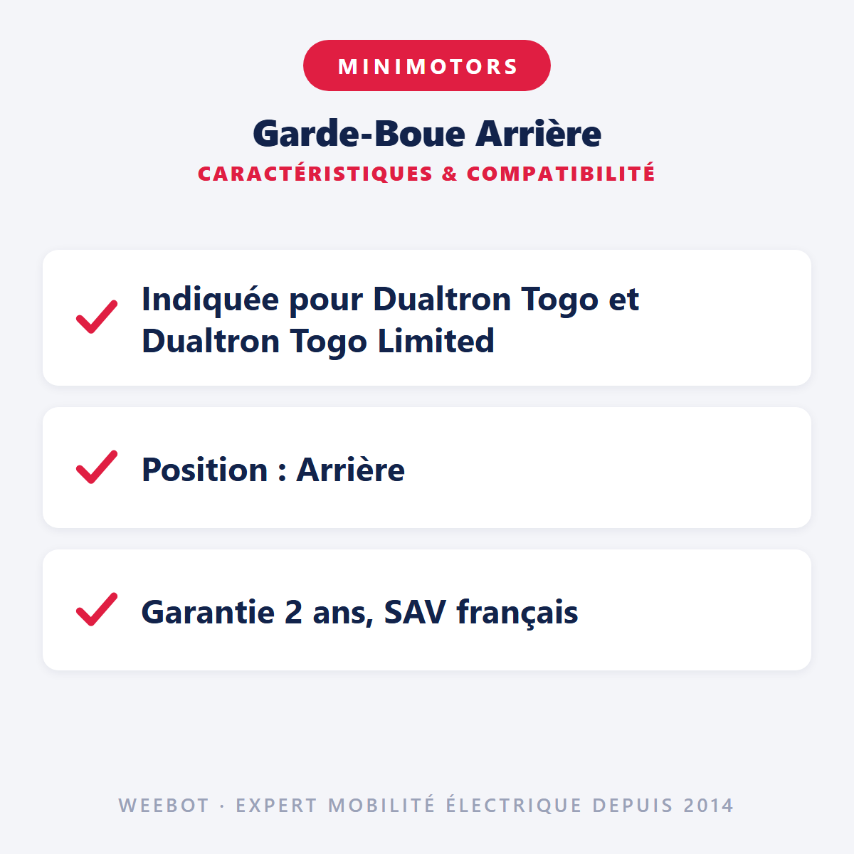Garde-Boue Arrière : caractéristiques et compatibilité
