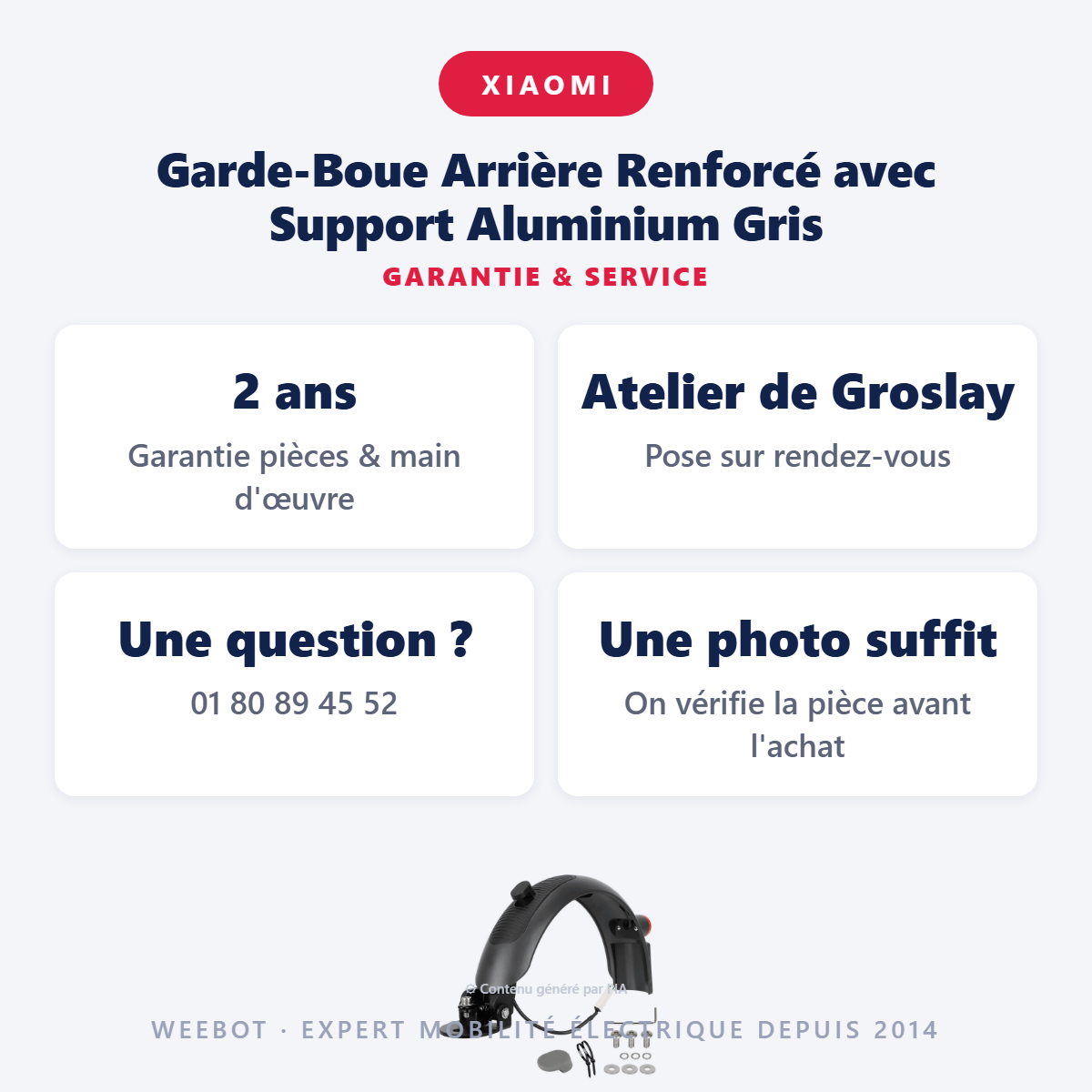 Garde-Boue Arrière Renforcé avec Support Aluminium Gris : garantie 2 ans et service après-vente