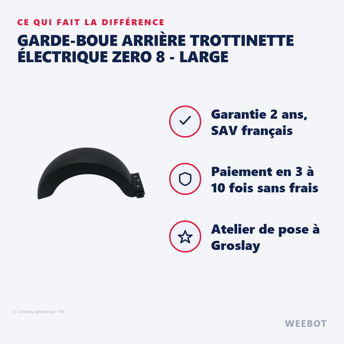 Garde-Boue Arrière Trottinette Électrique Zero 8 - Large : les points forts