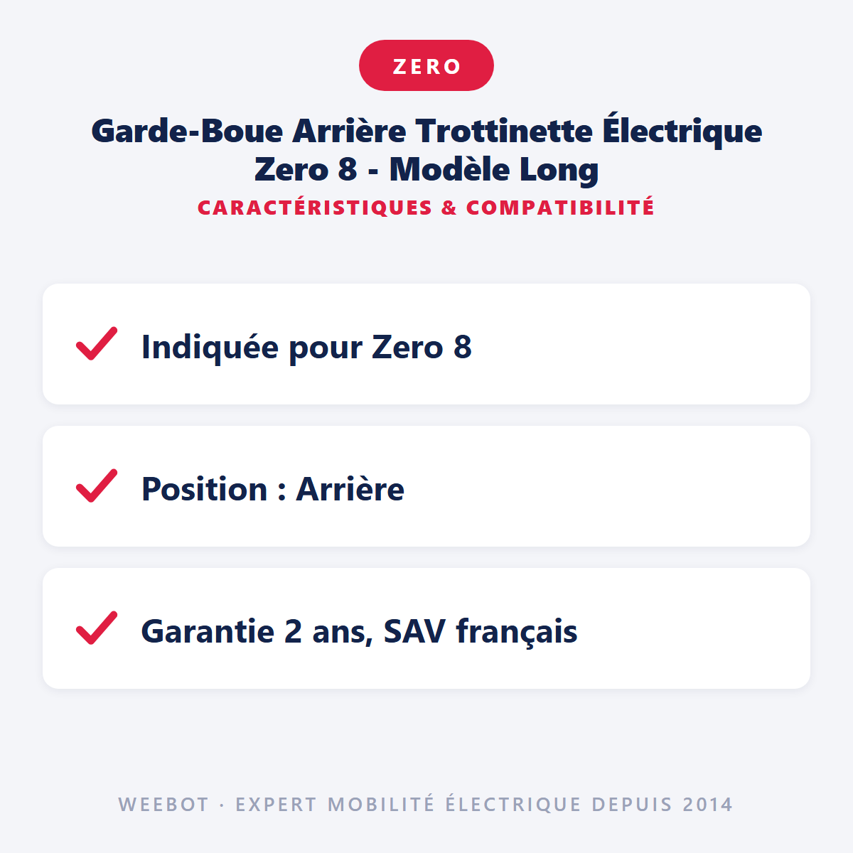 Garde-Boue Arrière Trottinette Électrique Zero 8 - Modèle Long : caractéristiques et compatibilité