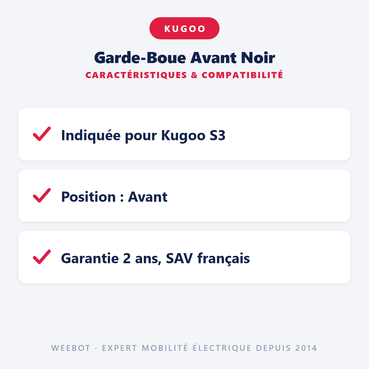 Garde-Boue Avant Noir : caractéristiques et compatibilité