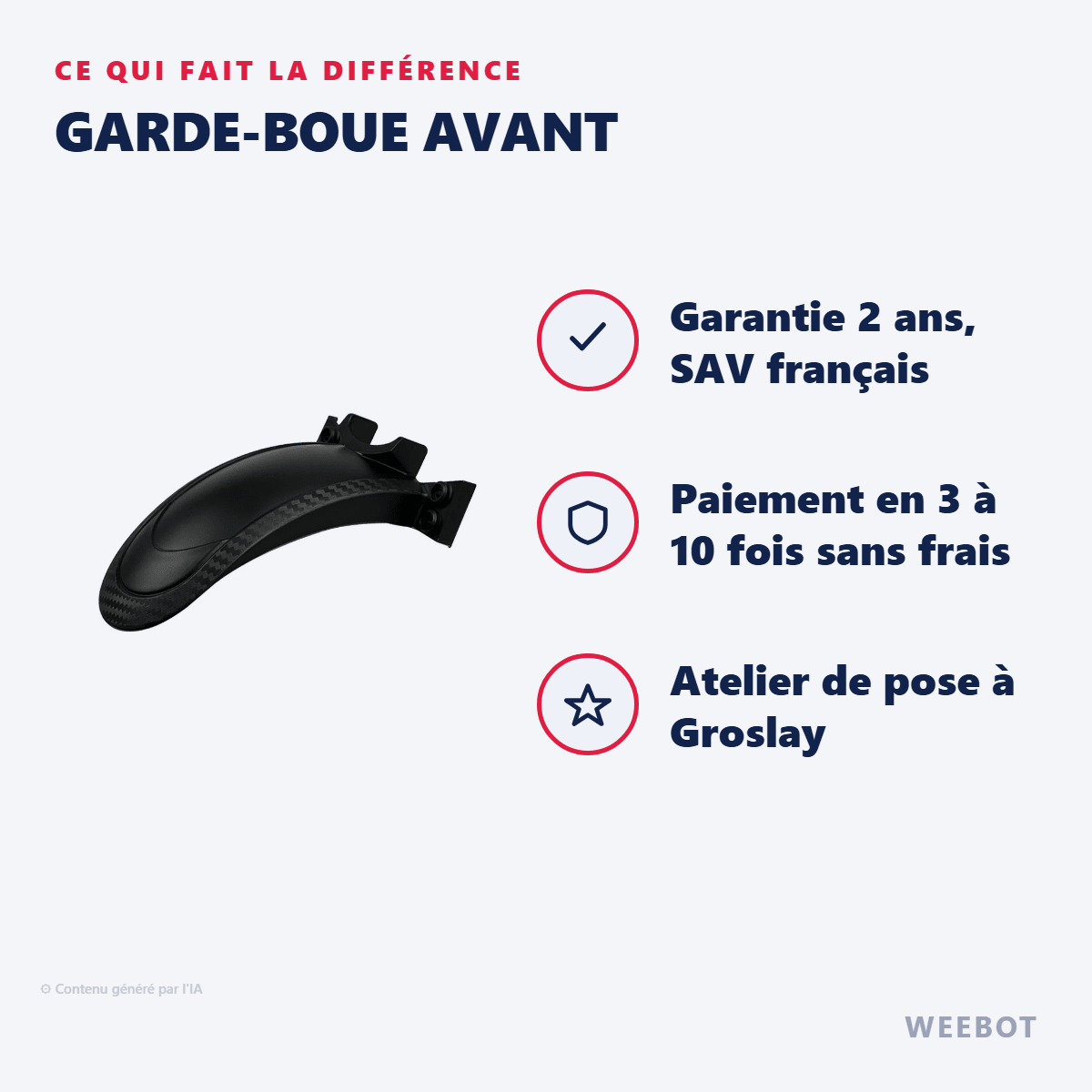Garde-boue avant pour Trottinette Électrique Vsett 8 / Z8 Pro - Weebot