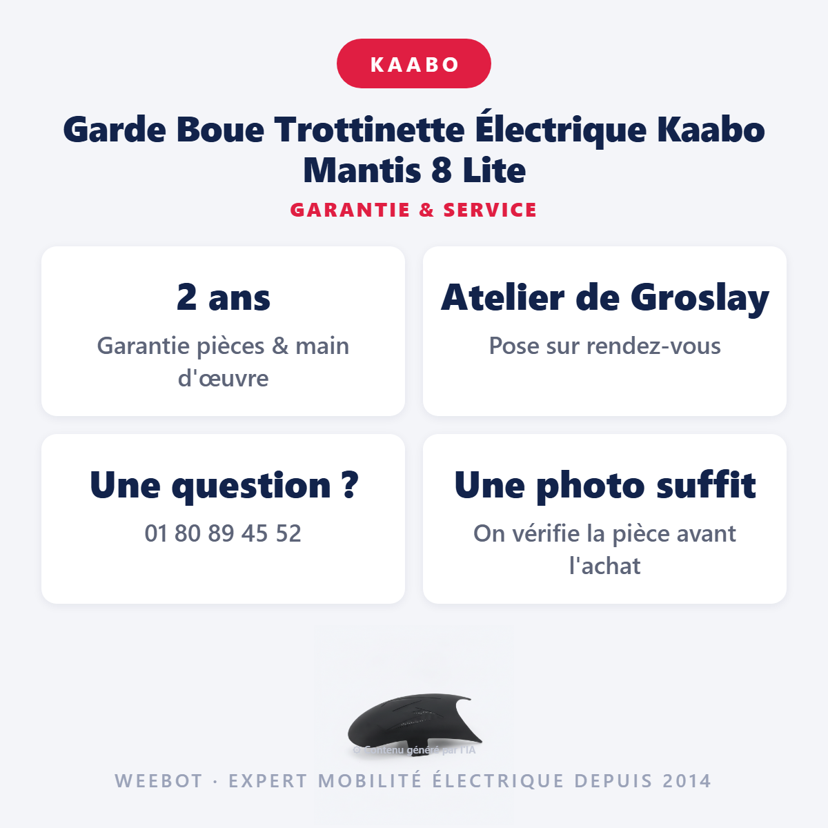 Garde Boue Trottinette Électrique Kaabo Mantis 8 Lite : garantie 2 ans et service après-vente
