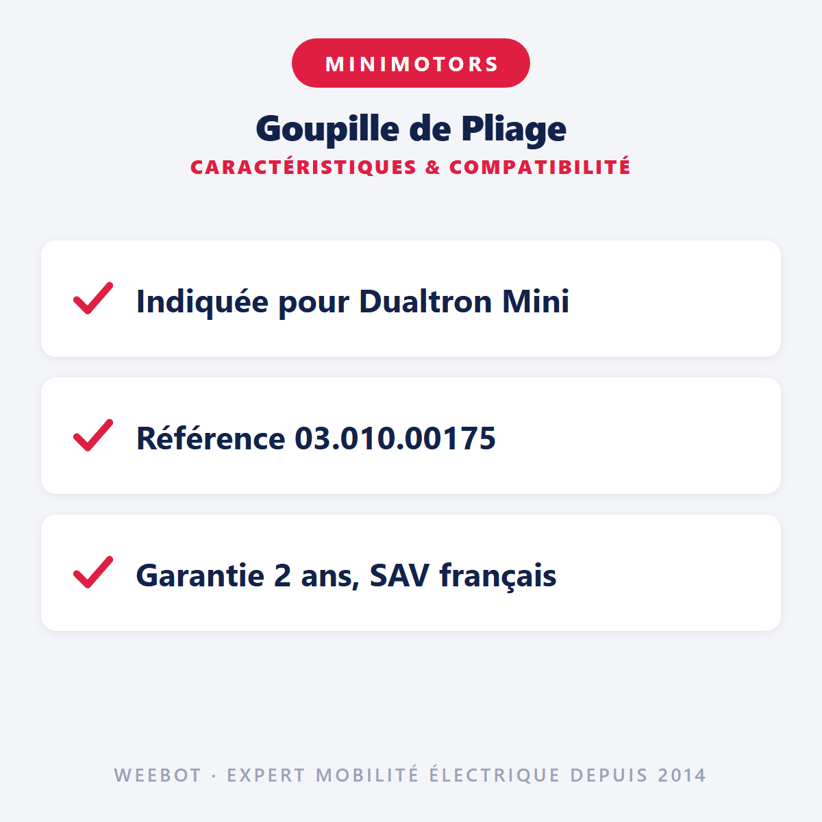 Goupille de Pliage pour Trottinette Electrique Dualtron Mini Minimotors - Weebot