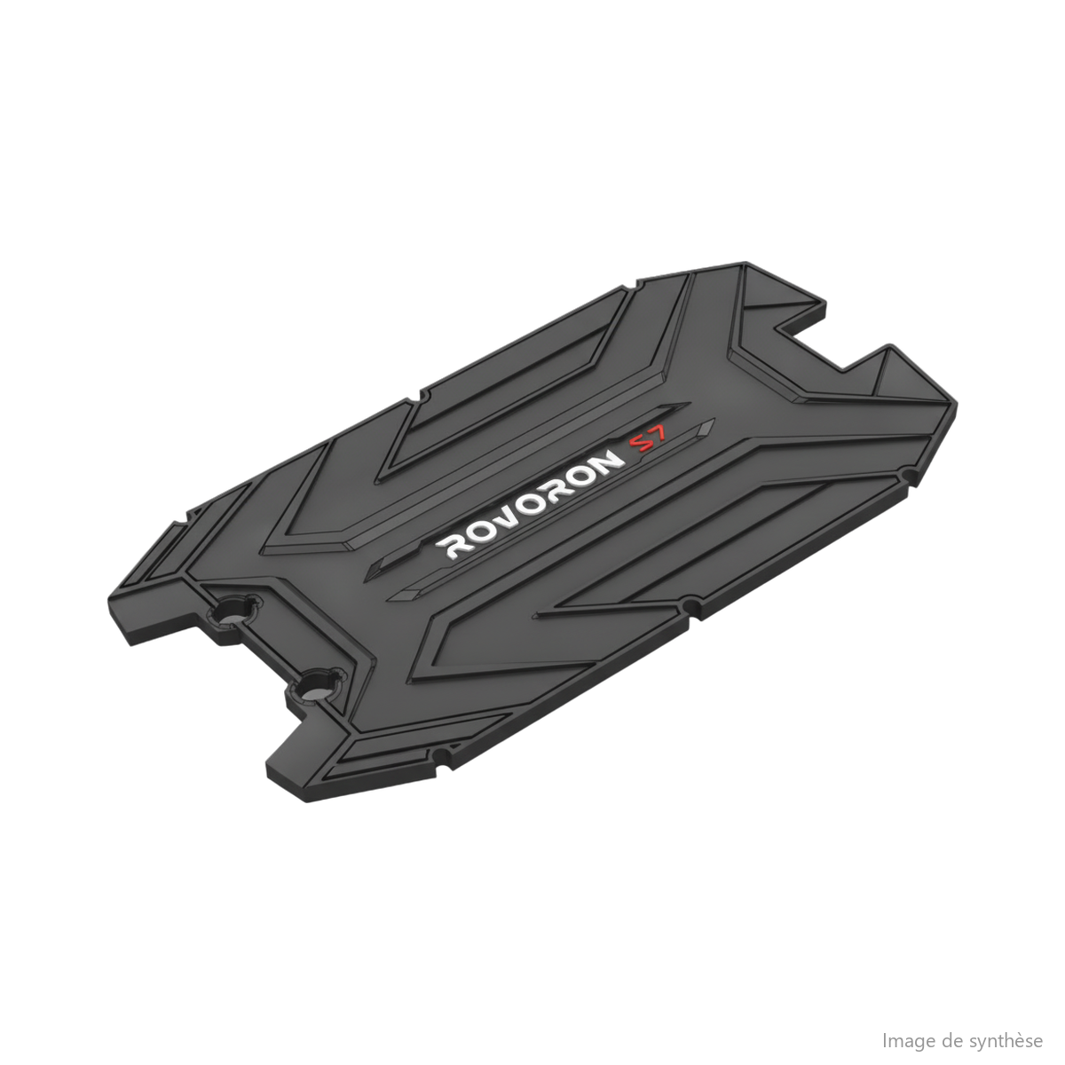 Grip de deck en caoutchouc noir marqué Rovoron S7 vu de dessus