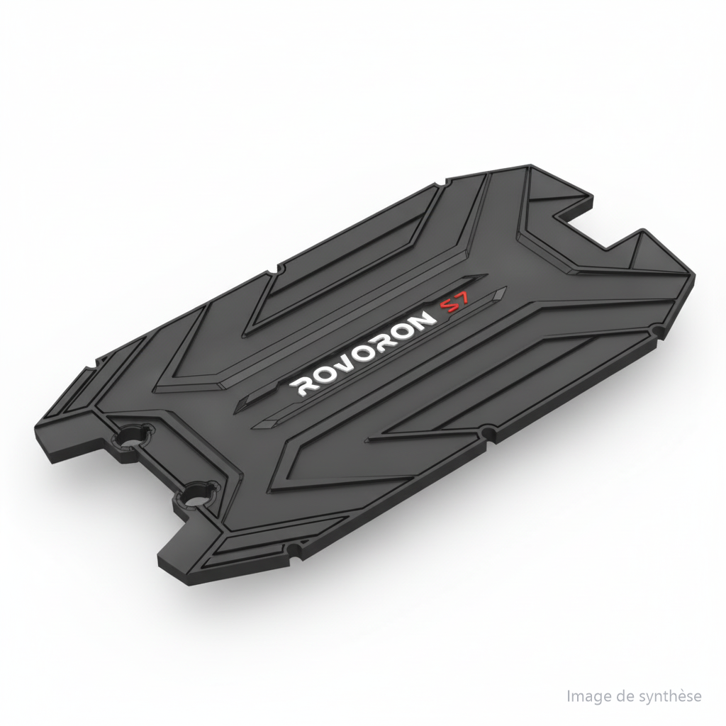 Grip de deck en caoutchouc noir marqué Rovoron S7 vu de dessus