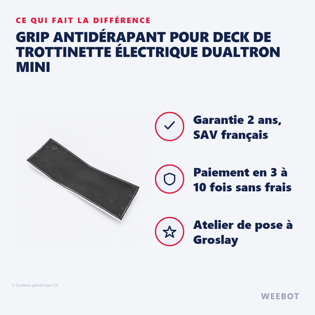 Grip Antidérapant pour Deck de Trottinette Électrique Dualtron Mini : les points forts