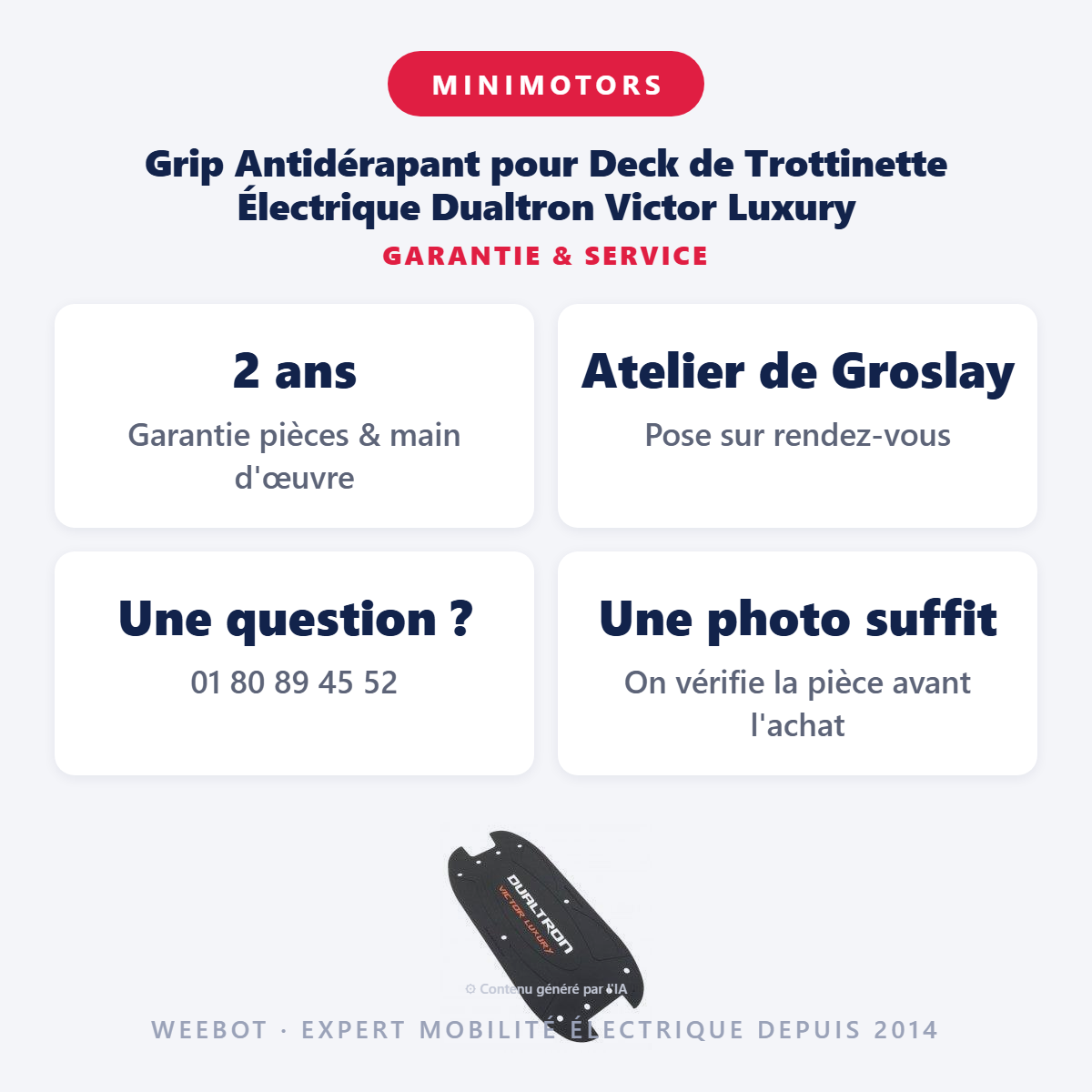 Grip Antidérapant pour Deck de Trottinette Électrique Dualtron Victor Luxury : garantie 2 ans et service après-vente