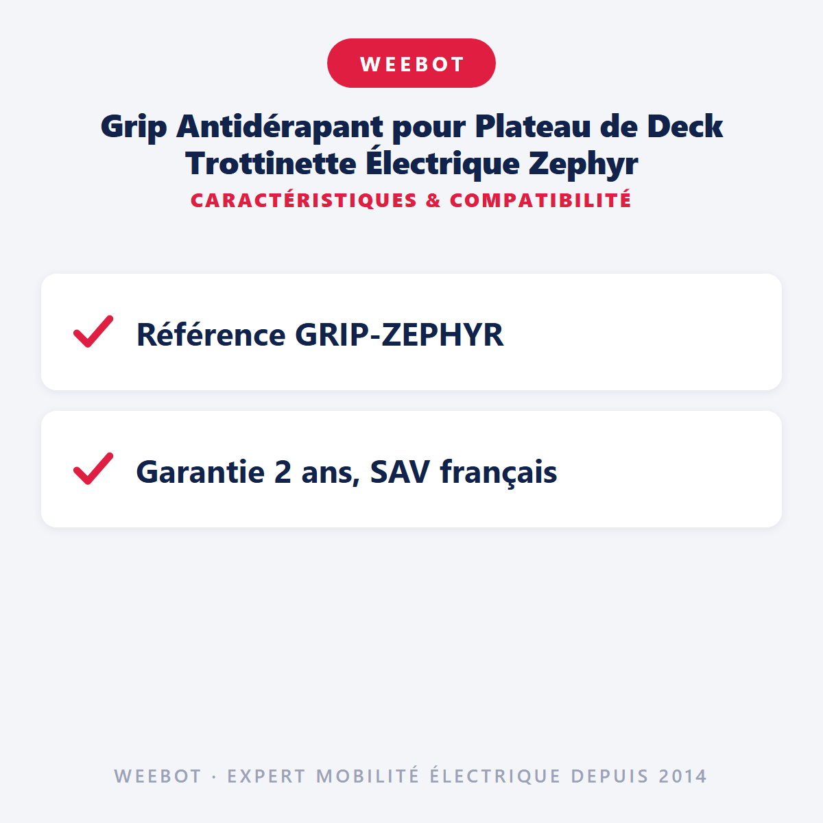 Grip Antidérapant pour Plateau de Deck Trottinette Électrique Zephyr - Weebot