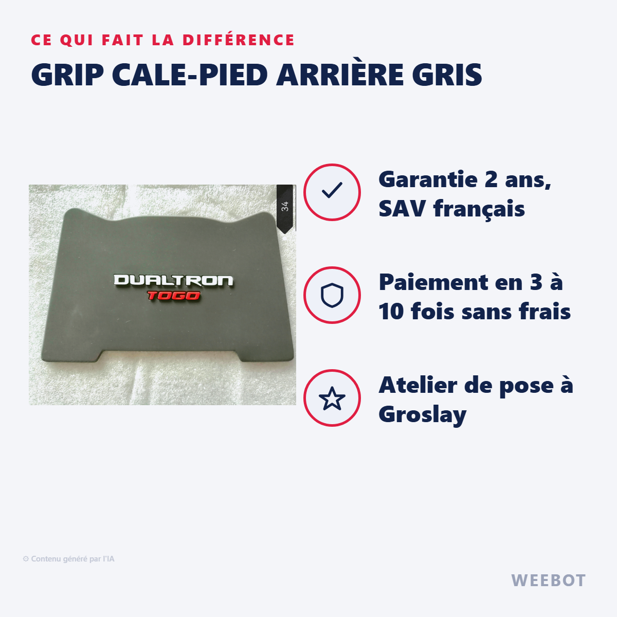 Grip Cale-Pied Arrière Gris : les points forts