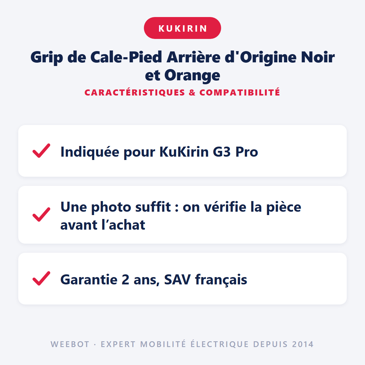 Grip de Cale-Pied Arrière d'Origine Noir et Orange : caractéristiques et compatibilité