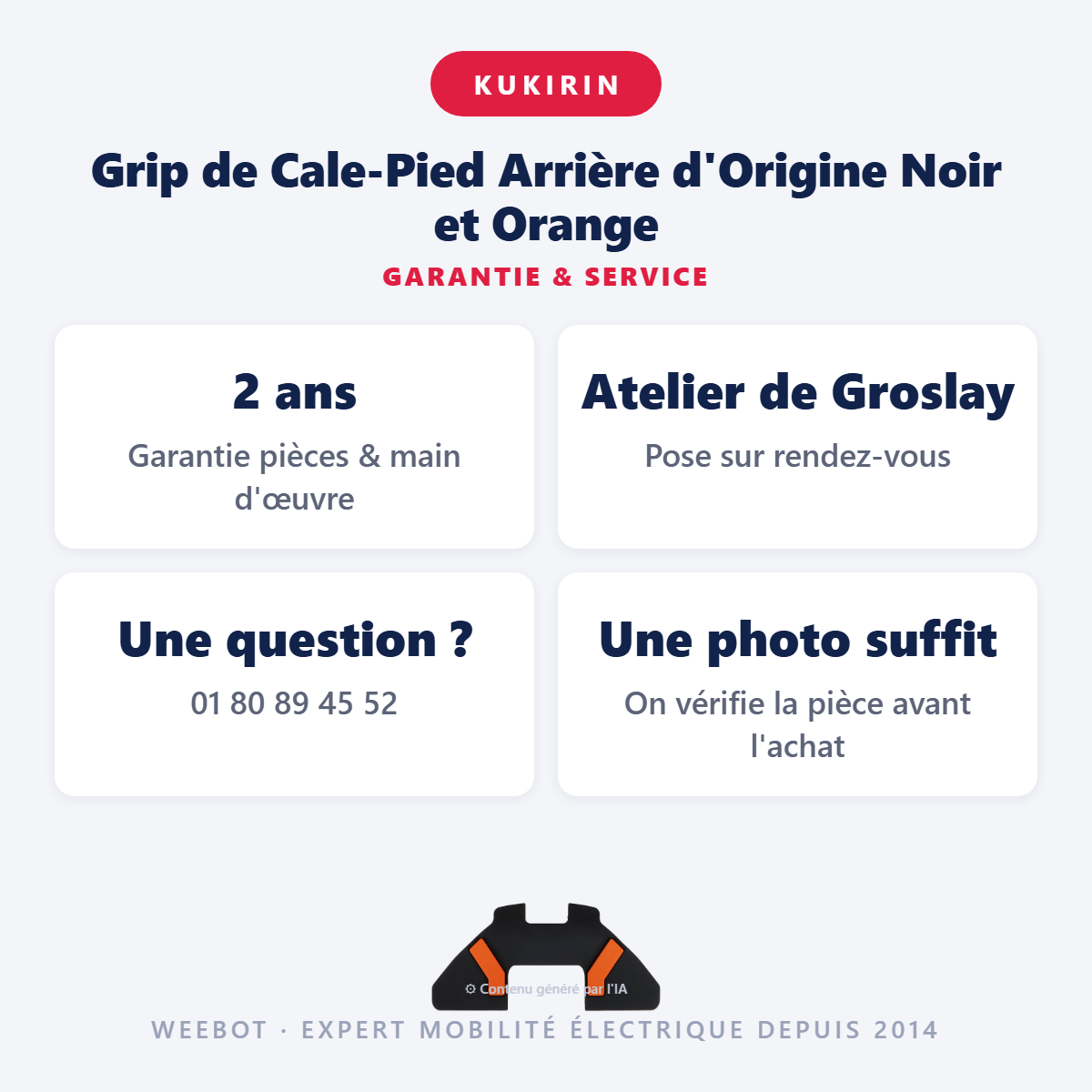 Grip de Cale-Pied Arrière d'Origine Noir et Orange : garantie 2 ans et service après-vente