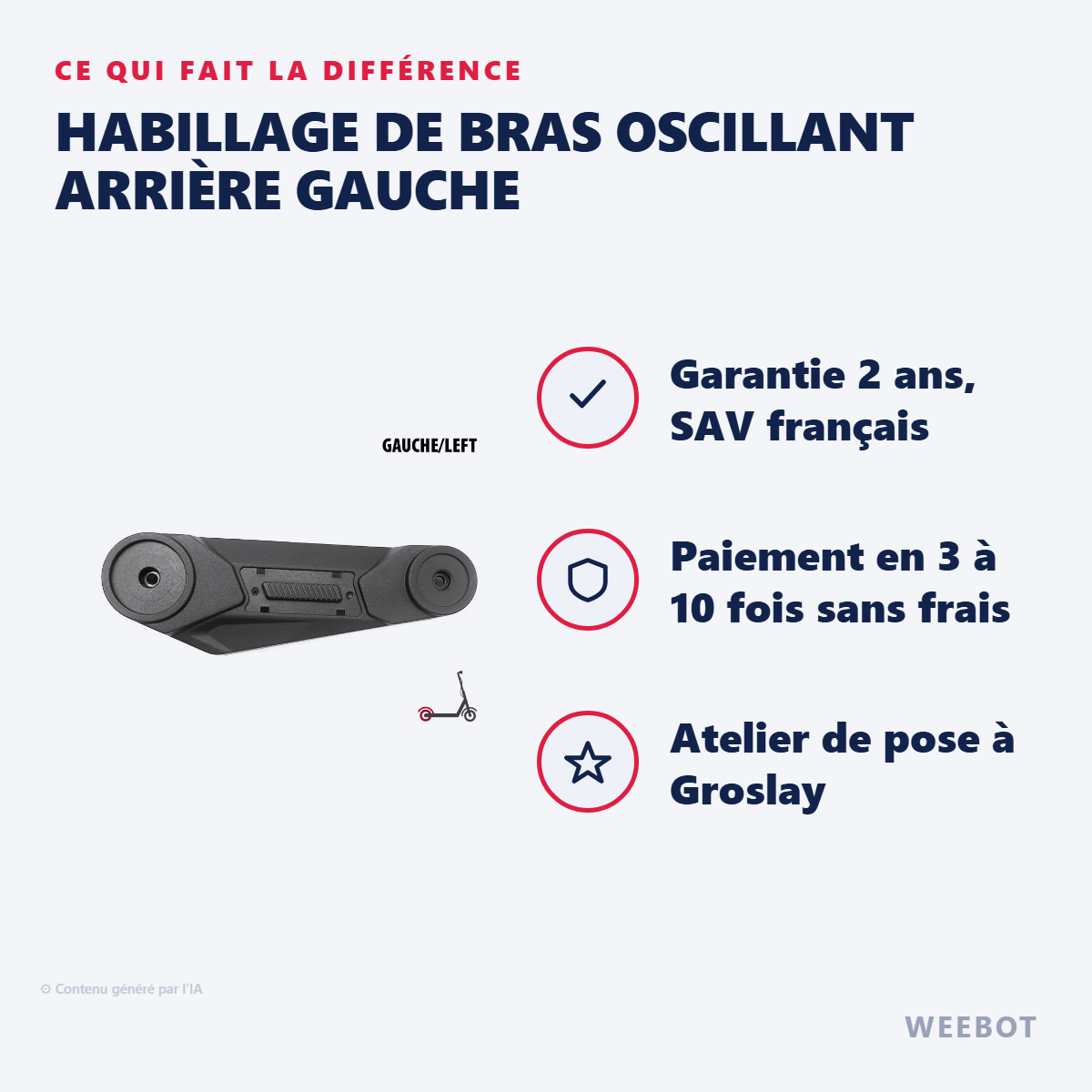 Habillage de Bras Oscillant Arrière Gauche : les points forts