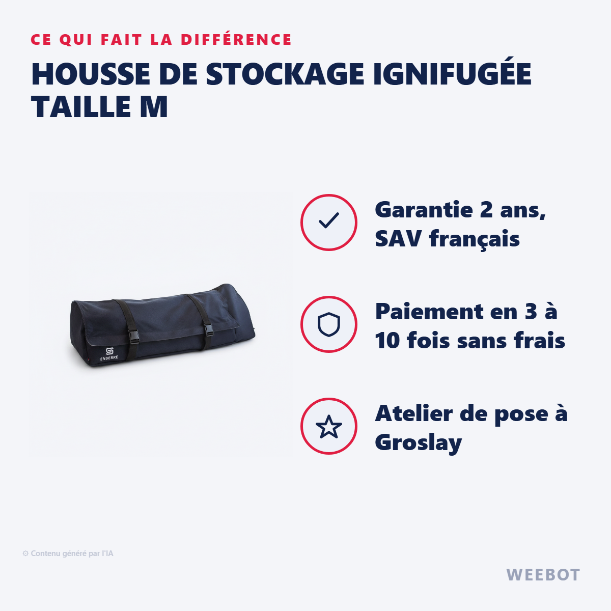 Housse de Stockage Ignifugée Taille M : les points forts