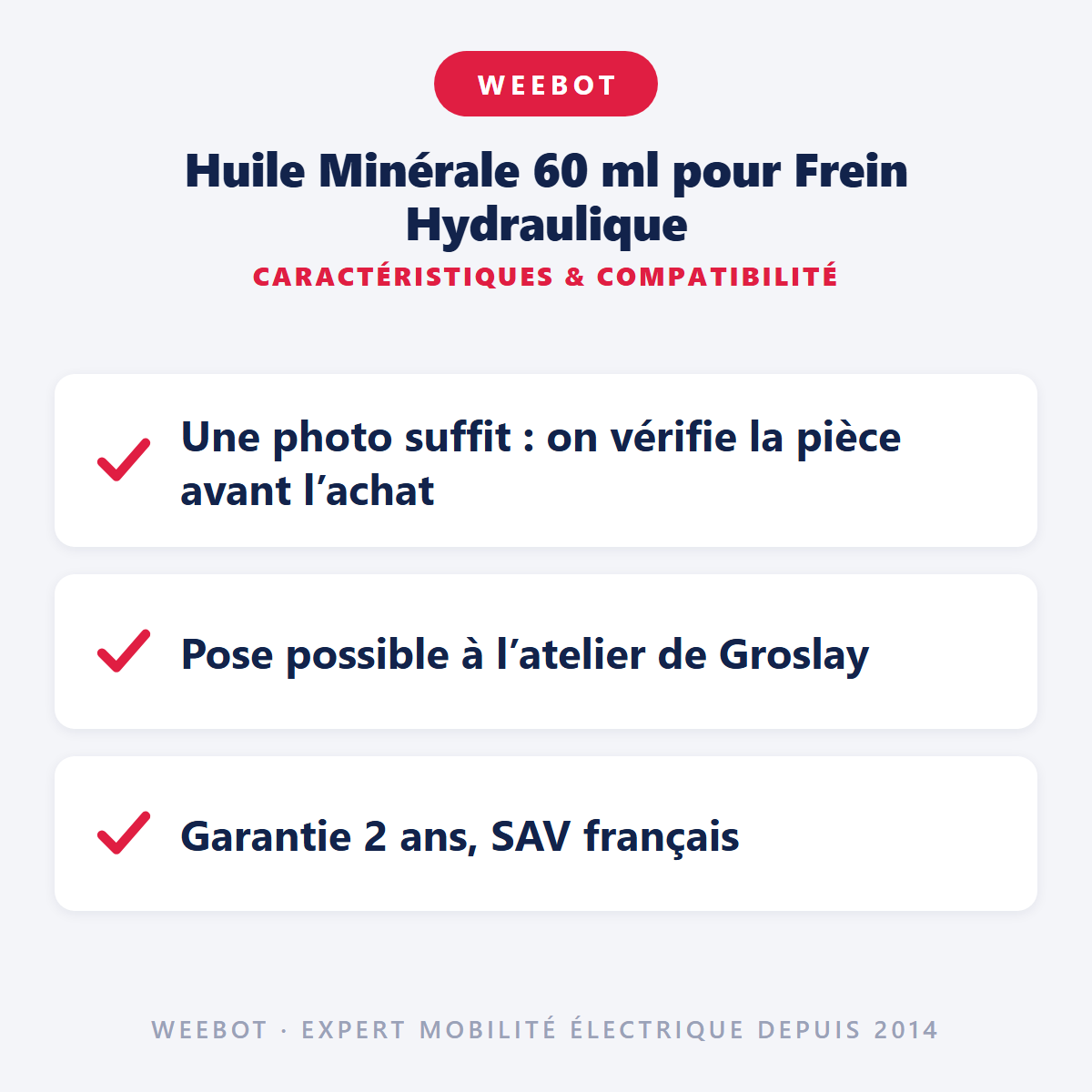 Huile Minérale 60 ml pour Frein Hydraulique : caractéristiques et compatibilité