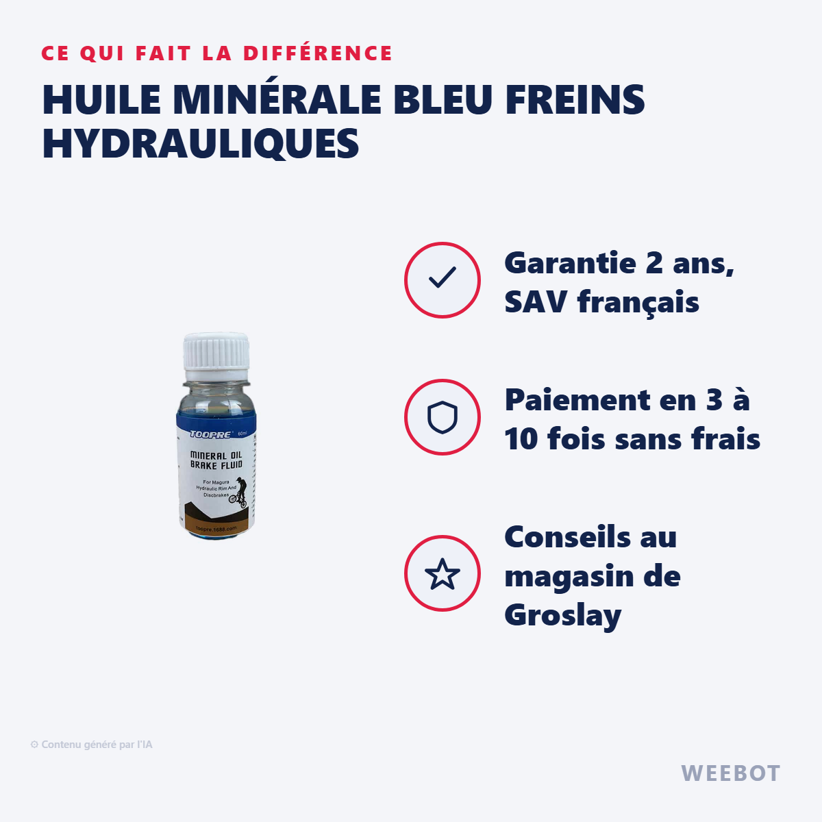 Huile Minérale Bleu Freins Hydrauliques : les points forts