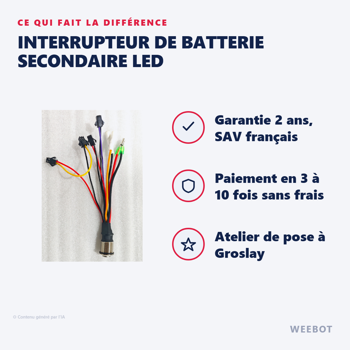 Interrupteur de Batterie Secondaire LED : les points forts