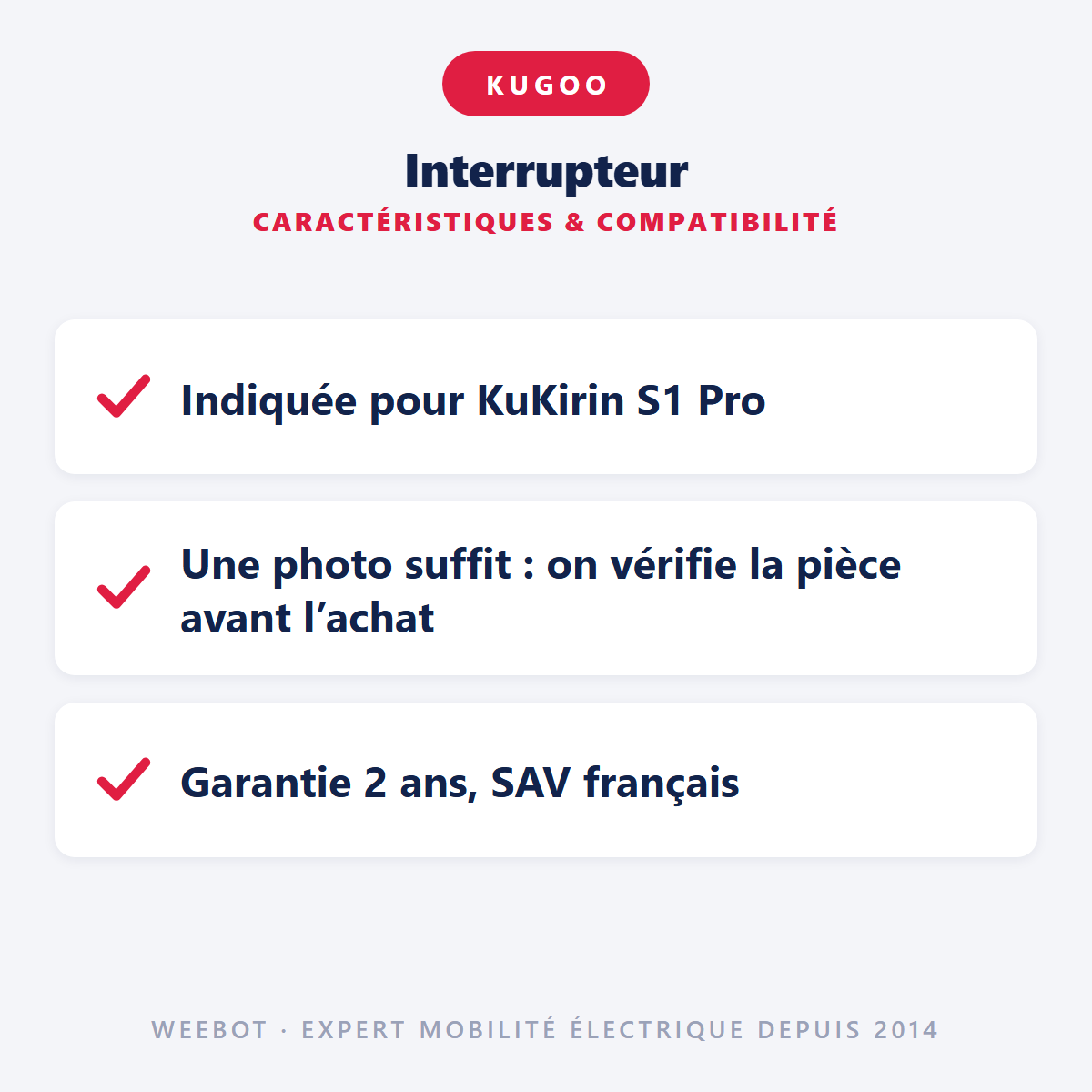Interrupteur pour Trottinette Électrique Kugoo Kirin S8 Pro et S1 Pro - Weebot