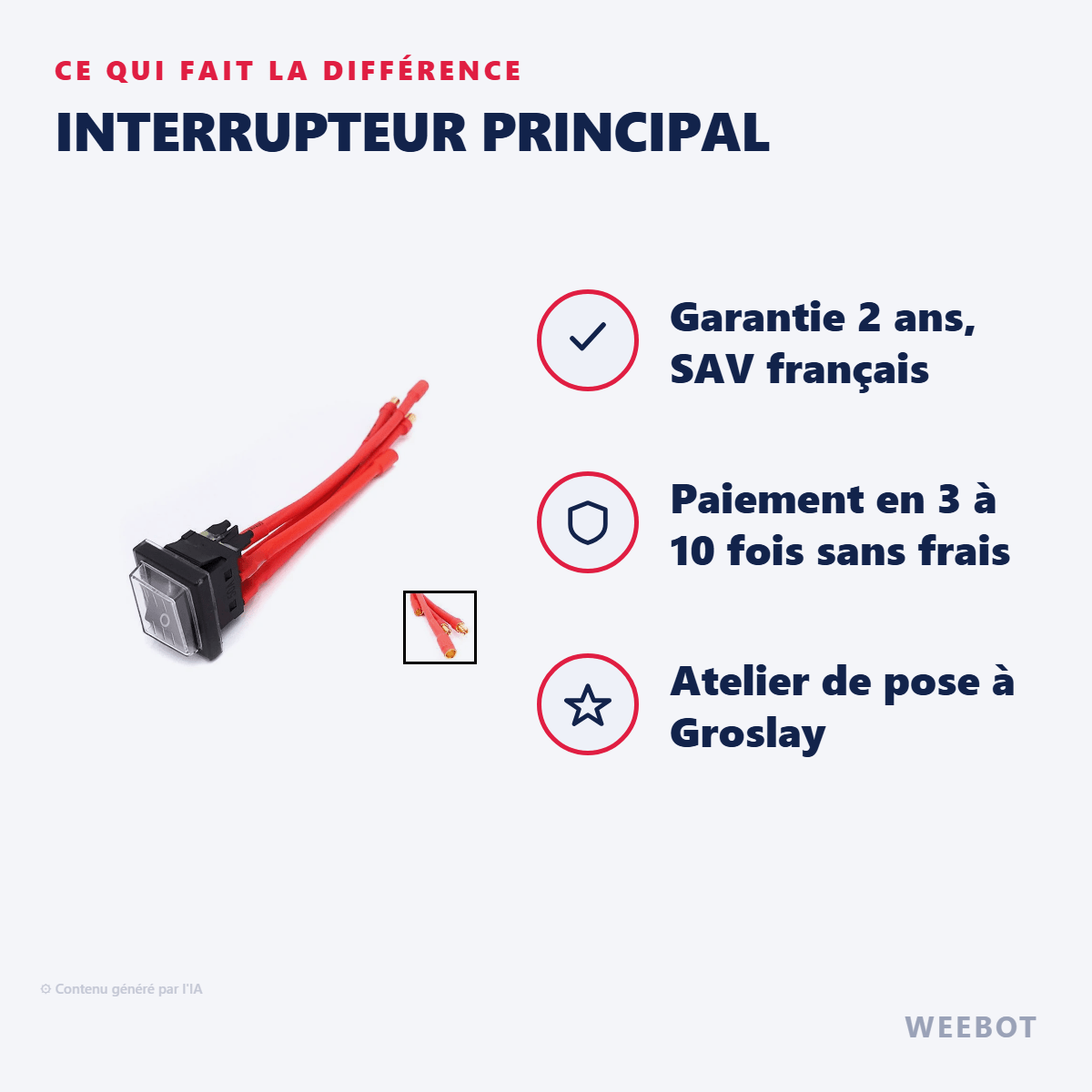 Interrupteur Principal pour Trottinette Électrique Dualtron Thunder - Weebot