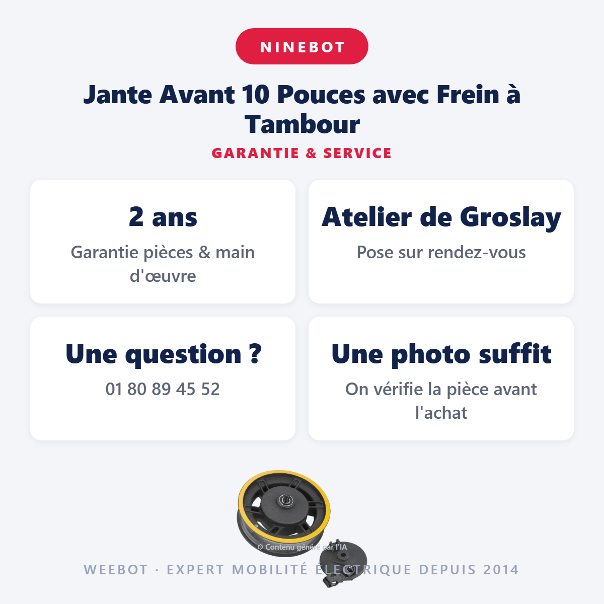 Jante Avant 10 Pouces avec Frein à Tambour : garantie 2 ans et service après-vente